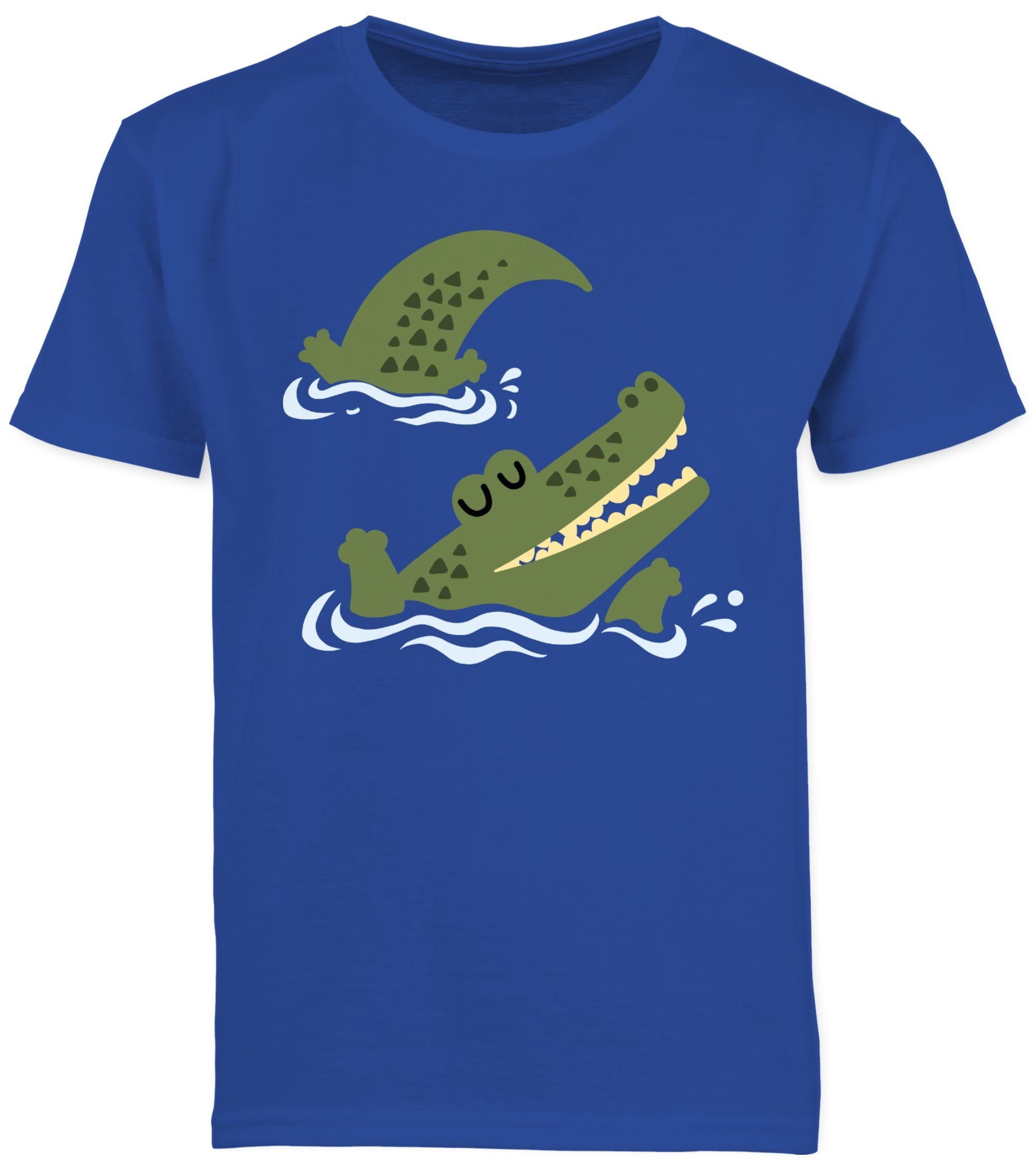 Shirtracer T-Shirt Glückliches Krokodil 2 Tiermotiv Animal Print Royalblau