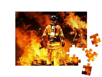 puzzleYOU Puzzle Feuerwehrmann im Feuer, 48 Puzzleteile, puzzleYOU-Kollektionen 100 Teile, Feuerwehr
