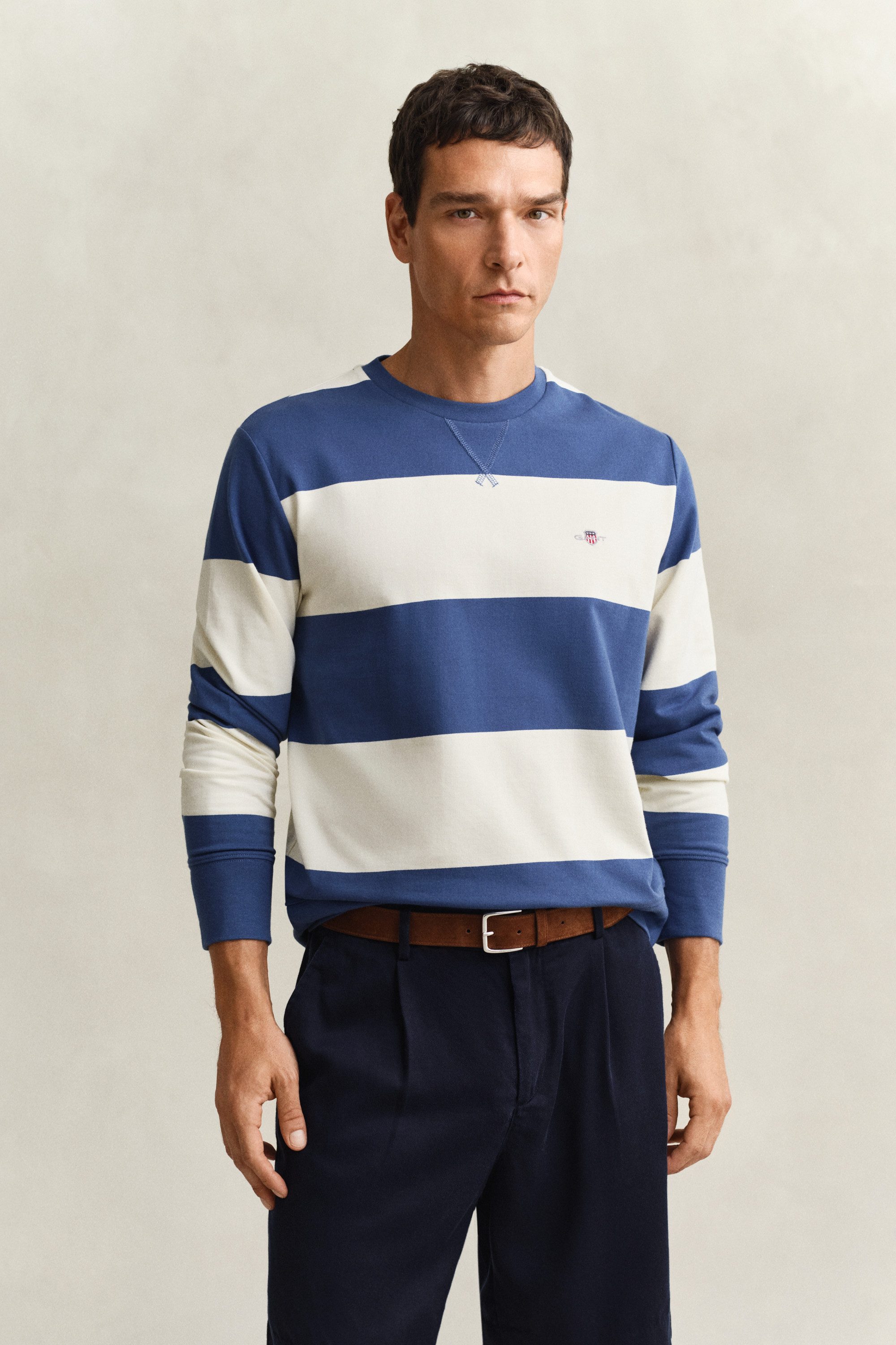 Gant Sweatshirt STRIPED C-NECK mit Rundhals und Logostickerei