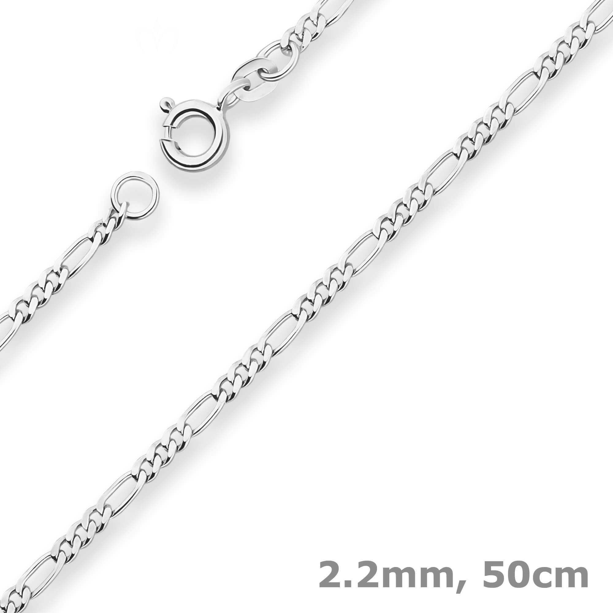 Silberkette 2,2mm Figarokette diamantiert aus 925 Silber 50cm