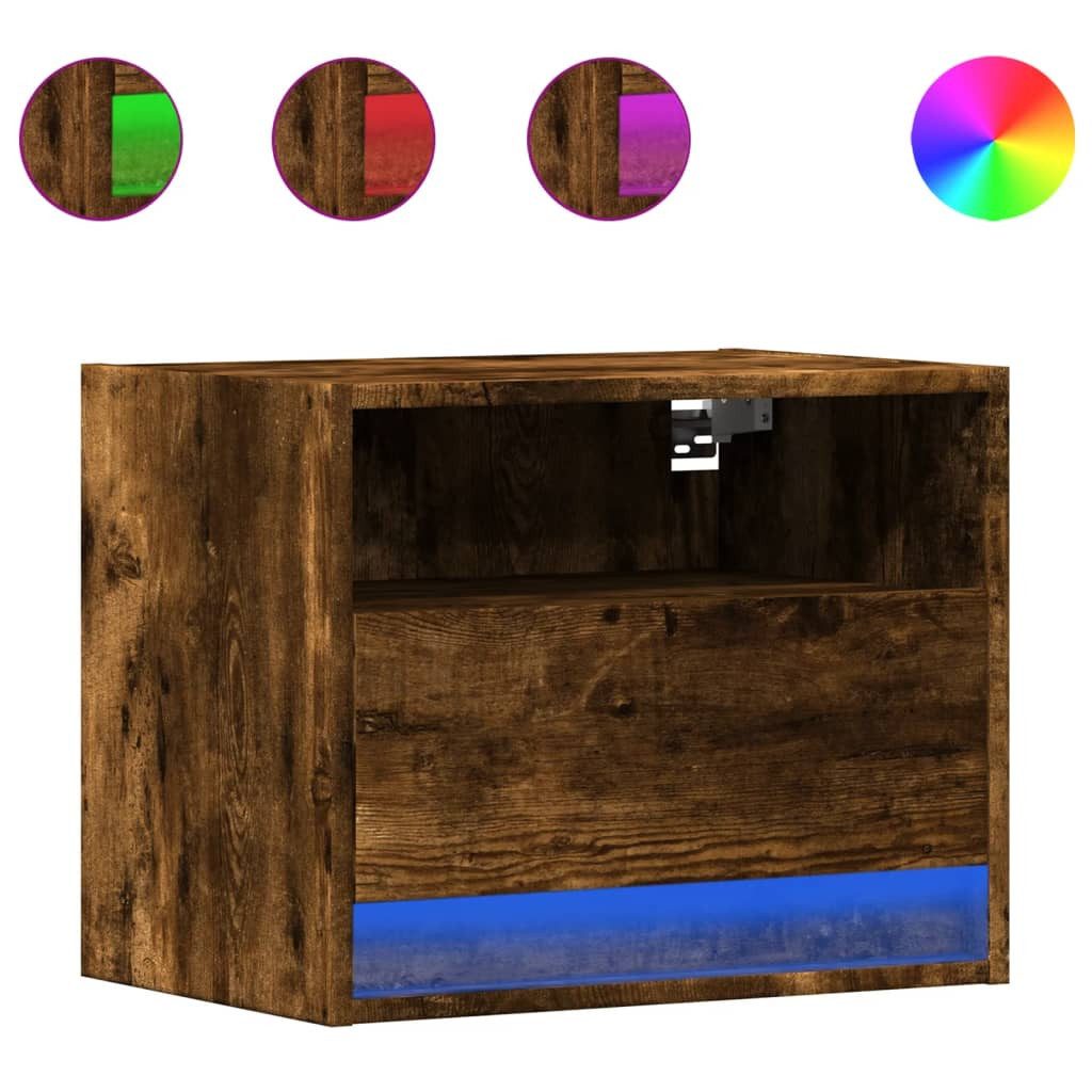 vidaXL Nachttisch Wand-Nachttisch mit LED-Leuchten Räuchereiche günstig online kaufen