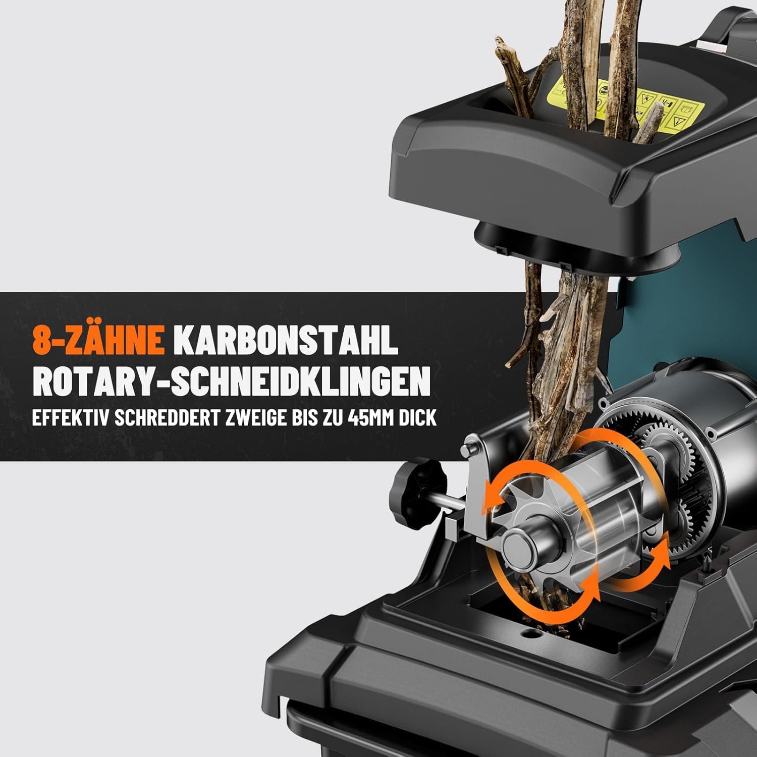 DOVAMAN Häcksler 2800 W Bürstenlosem Motor 45 mm Aststärke Elektrisch 50L, günstig online kaufen