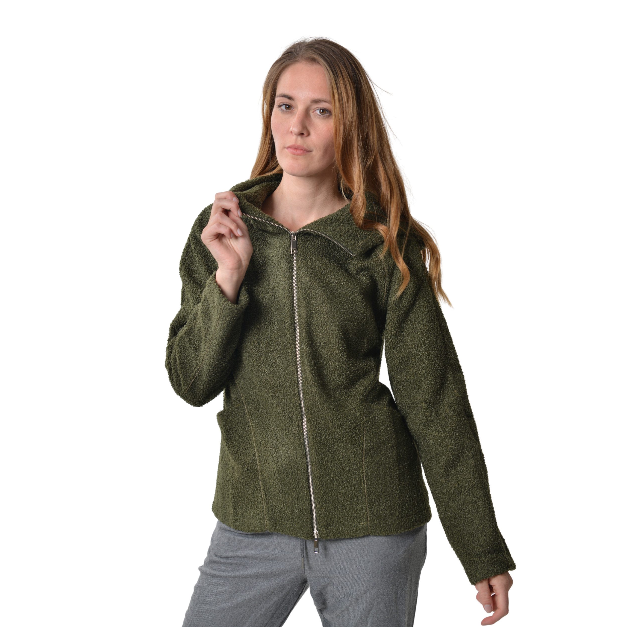 M-Diamant Sweatjacke Unisex Teddy Fleecejacke mit Kapuze Winterjacke Übergangsjacke kuschelig durch weiches Teddy-Fleece