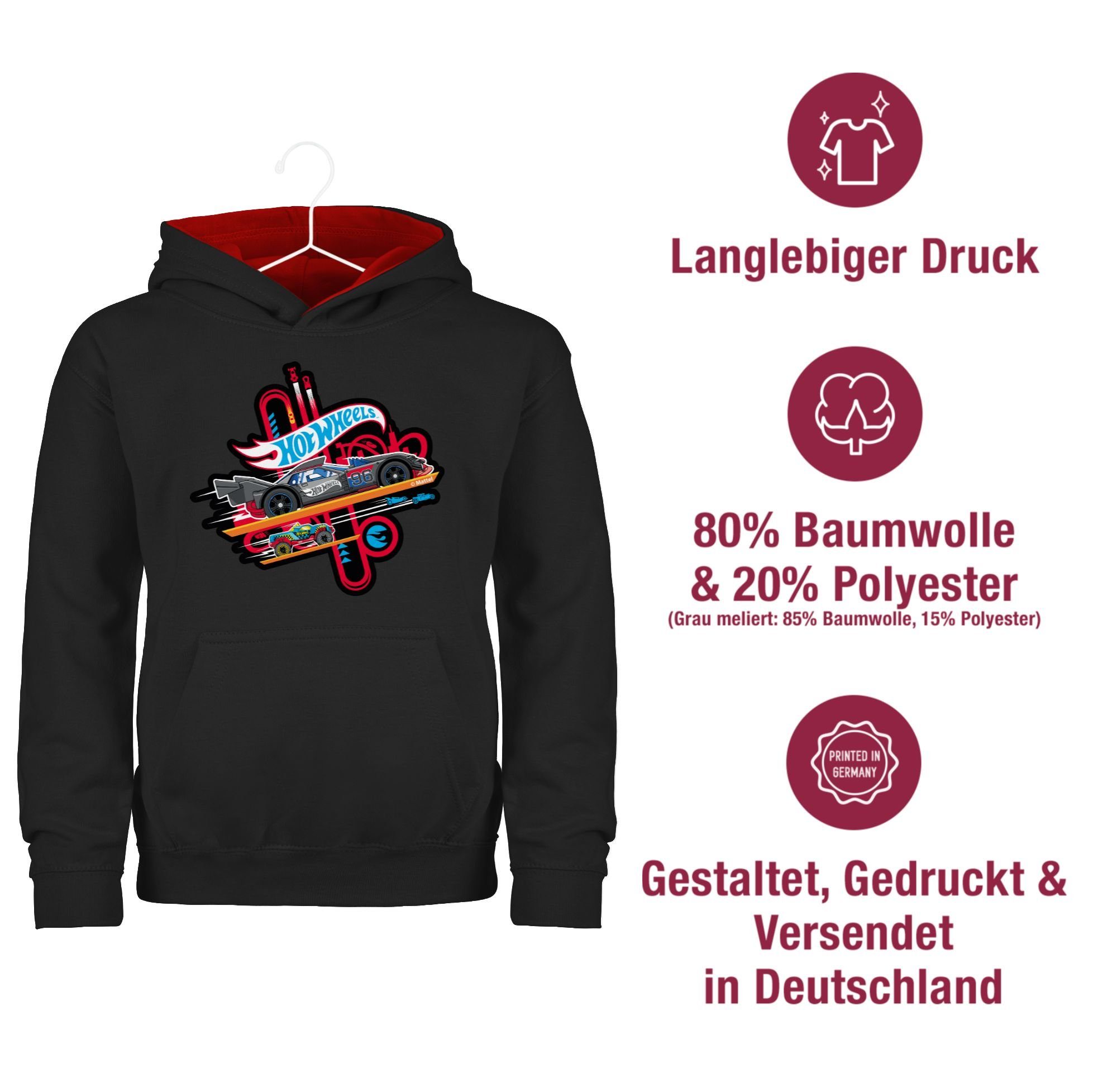 Rennautos Hot Schwarz/Rot Wheels Mädchen Shirtracer 2 Hoodie