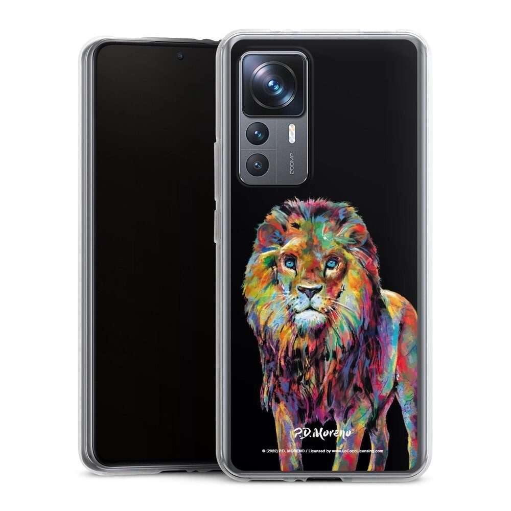 DeinDesign Handyhülle Löwe Tiere Design Lion Colorful Art By P.D. Moreno, Xiaomi 12T 5G Silikon Hülle Bumper Case Handy Schutzhülle