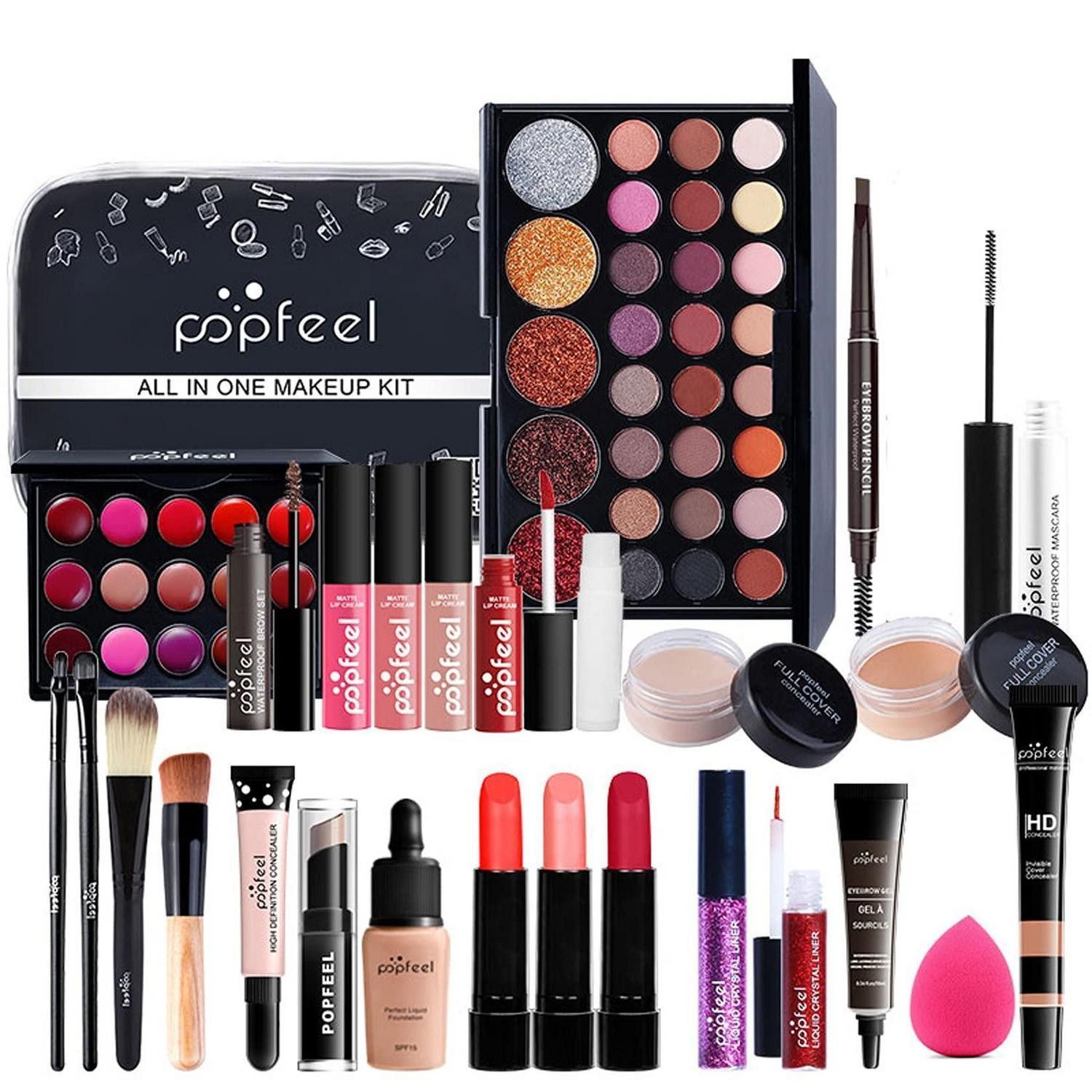 LuxusKollektion Schmink-Set 27tlg. Schminkkoffer Set Lidschatten Lipgloss