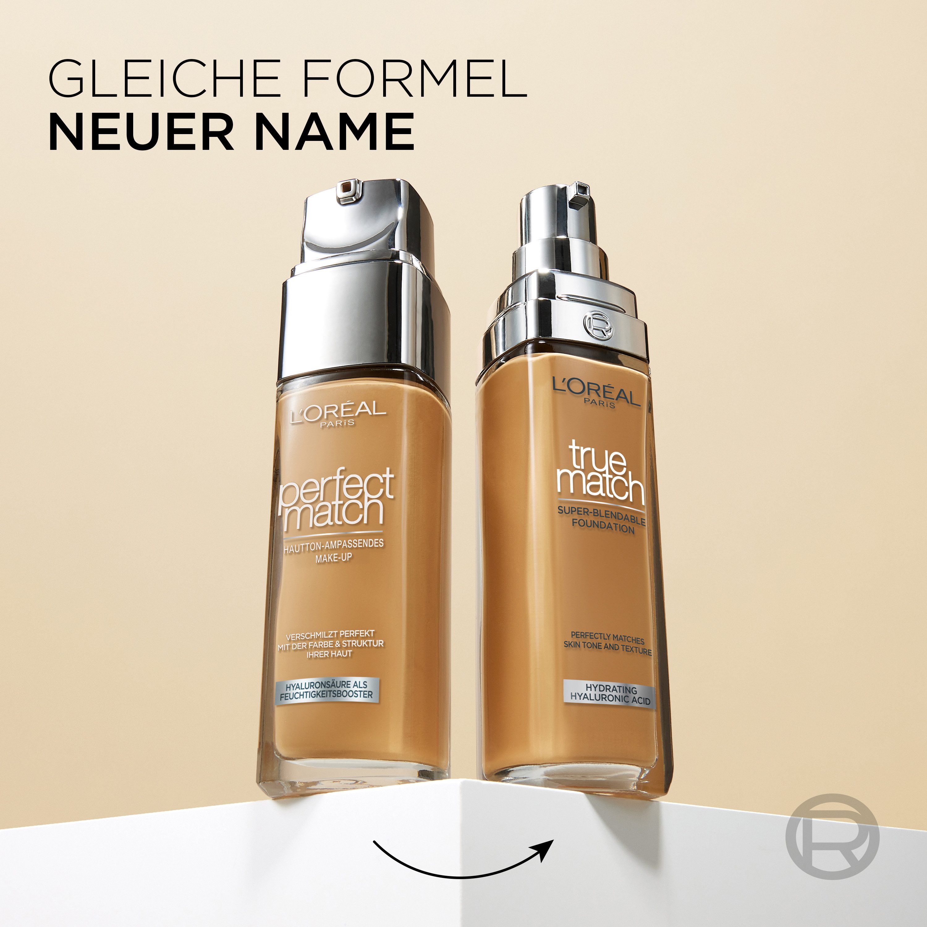 L'ORÉAL PARIS Foundation L'Oréal Paris True Match Foundation, Spendet Feuchtigkeit, mittlere Deckkraft, passt sich dem Hautton an.