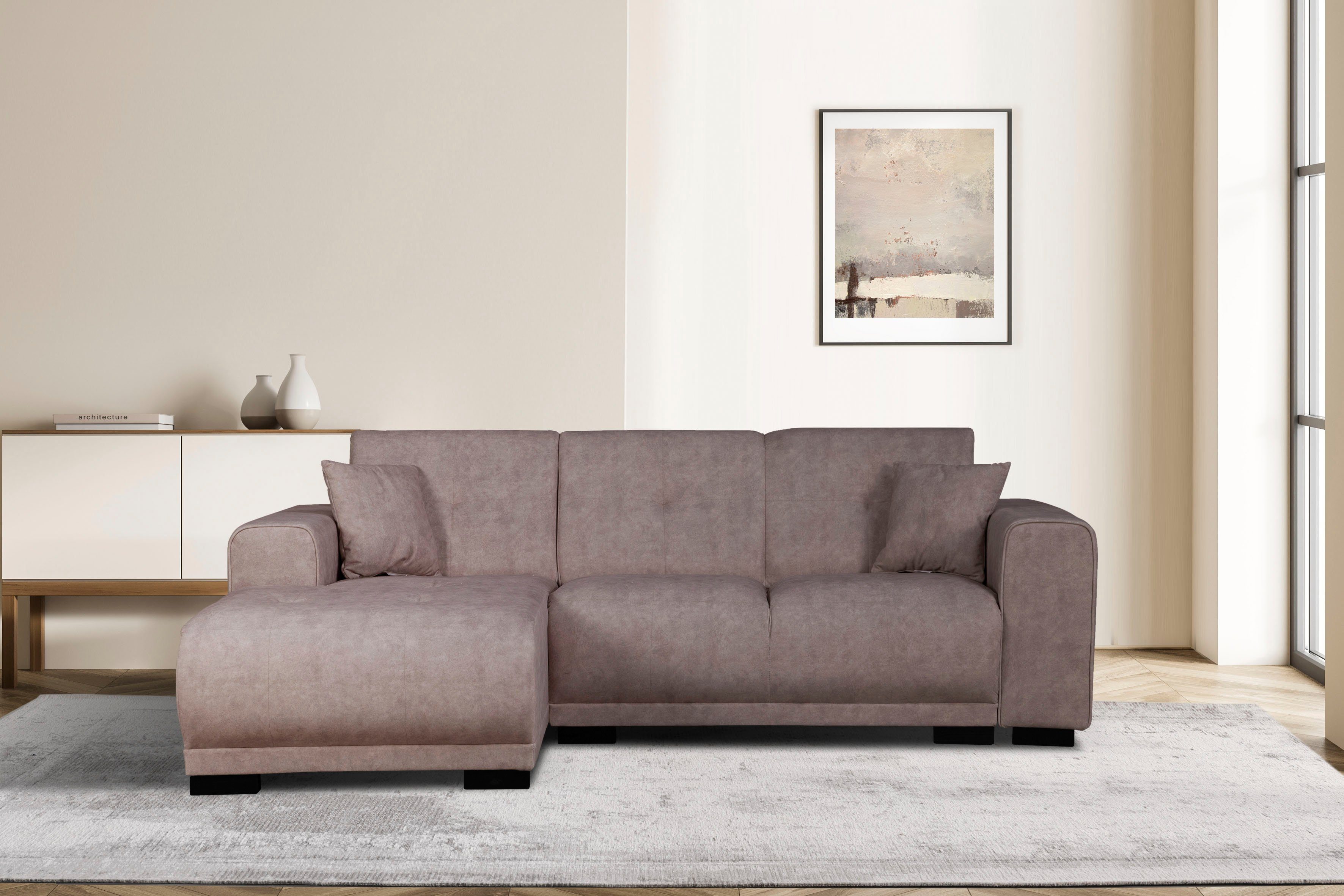 Home affaire Ecksofa "Langeland L-Form" incl. 2 Zierkissen, Recamiere wahlw günstig online kaufen