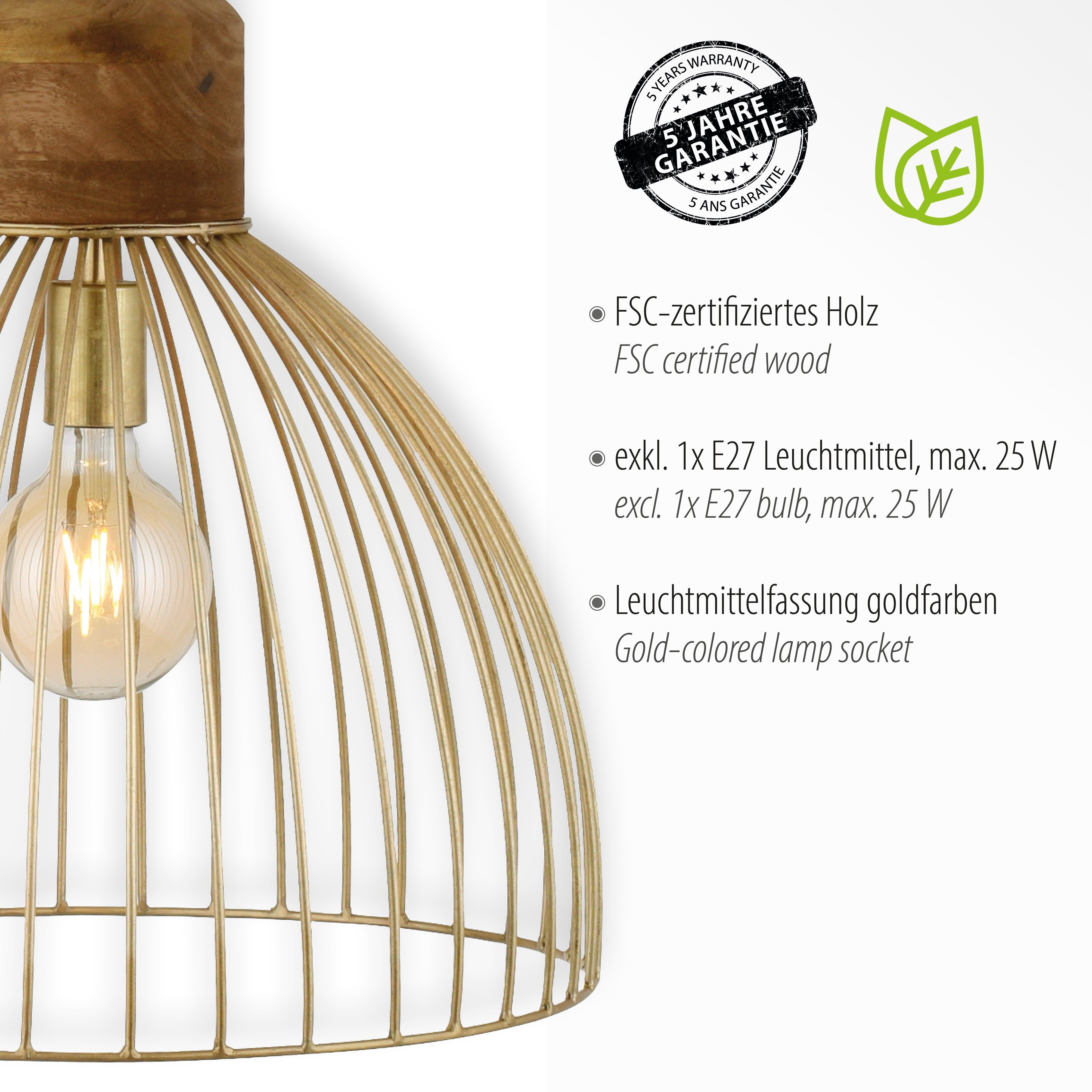 JUST LIGHT Pendelleuchte ALAMI, ohne Leuchtmittel, ExklusiveE27
