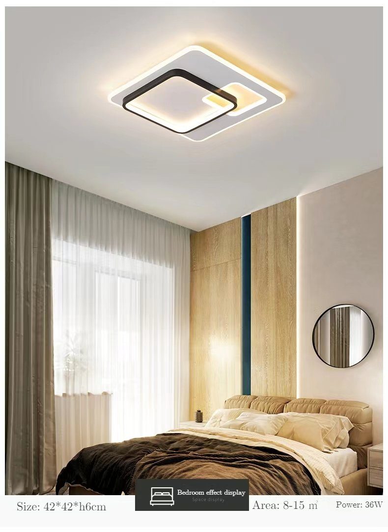LED Deckenleuchte LED Neutralweiß,Warmweiß,Kaltweiß, dimmbar Dimmbar fest 36W mit Quadrat Deckenleuchten LED Wohnzimmer, Daskoo stufenlos Fernbedienung Deckenlampe integriert,