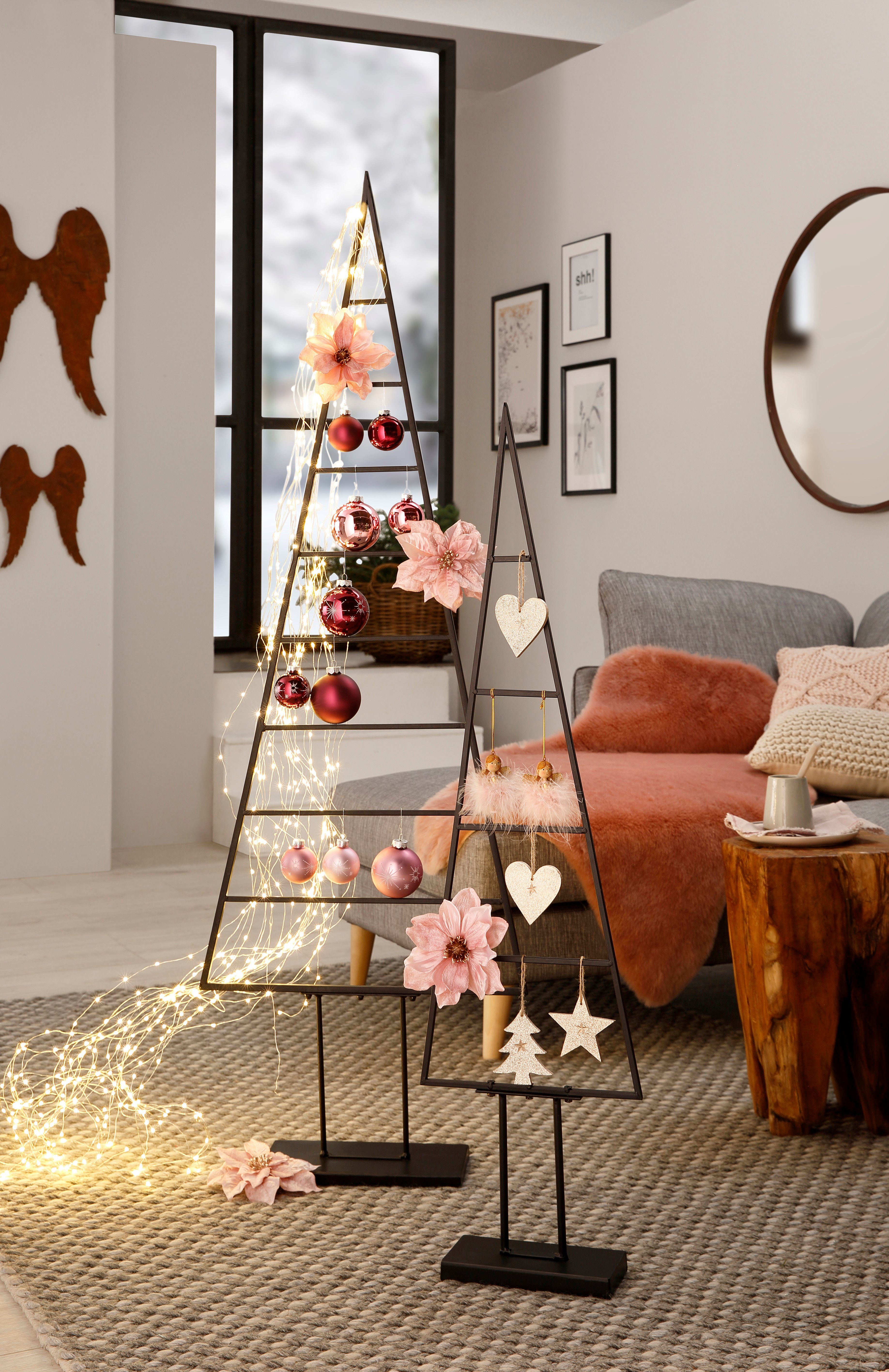 Creativ deco Weihnachtsbaumklammer Poinsettienblüte, Weihnachtsdeko, Christbaumschmuck (8-tlg), Ø ca. 17 cm