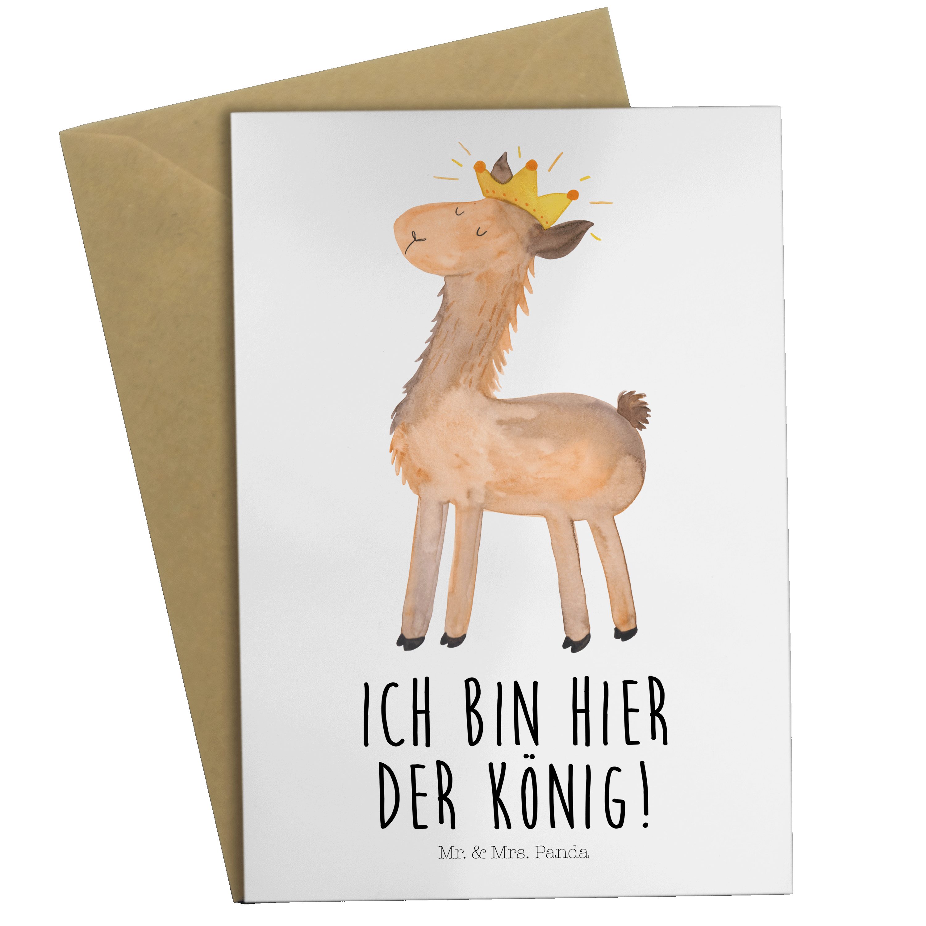 Geschenk, Mr. - König Mrs. & Lama Abitur, Klappkarte, - Weiß Grußkarte H Panda Glückwunschkarte,