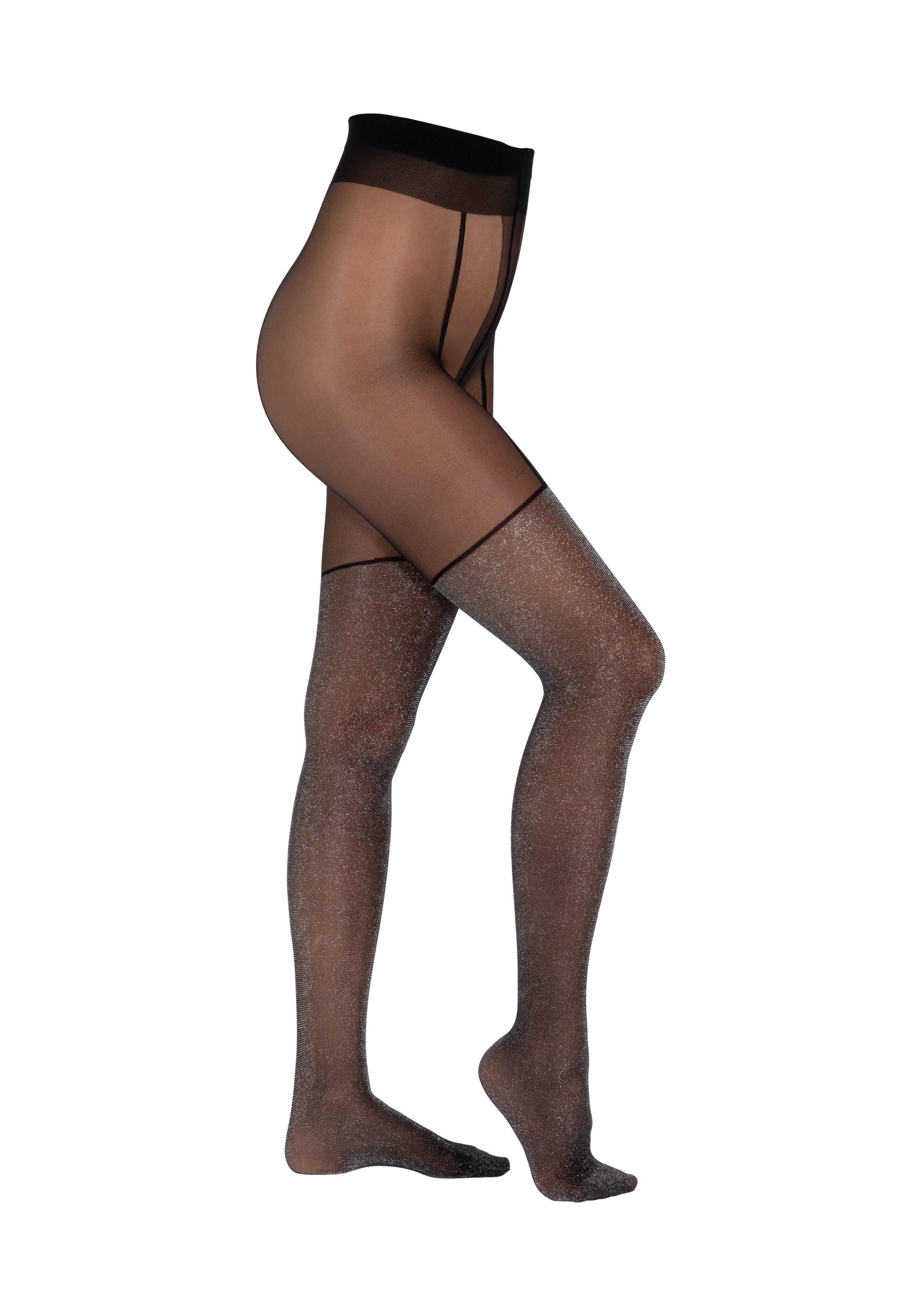 Camano Overknee-Strumpfhose fine fashion 40 DEN (2er Pack) Glam-Look, Glitzer-Details, elegant