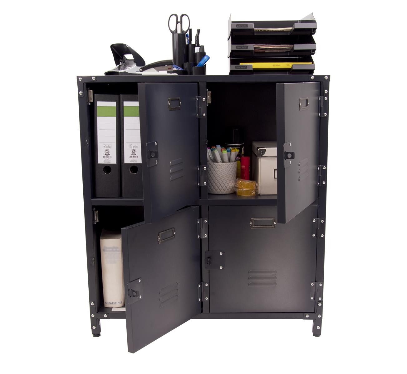 rikta Mehrzweckschrank vintage Metallschrank und Kommode mit 4 Türen Pulver günstig online kaufen