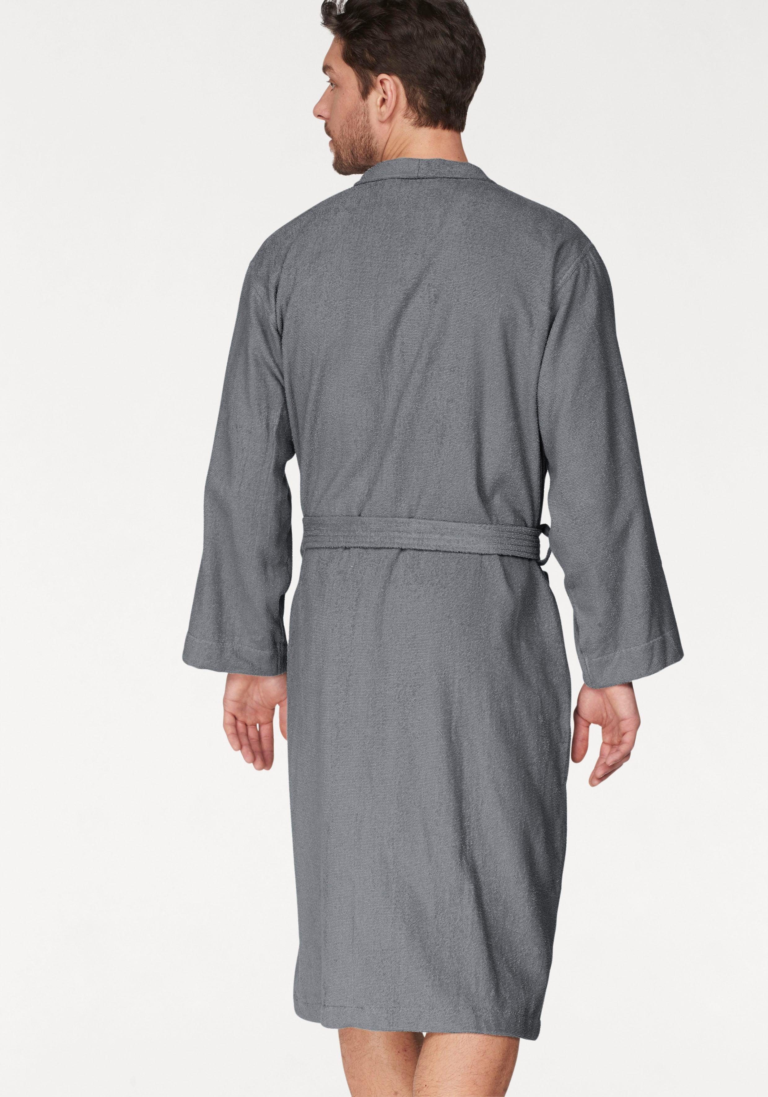 OTTO home Unisex-Bademantel Travel, ideal für Sauna & Spa, Hotelbademantel, Morgenmantel, Langform, Leichtfrottee, Kimono-Kragen, Gürtel, für Damen & Herren, leichte Qualität, langer Bademantel, S-3XL