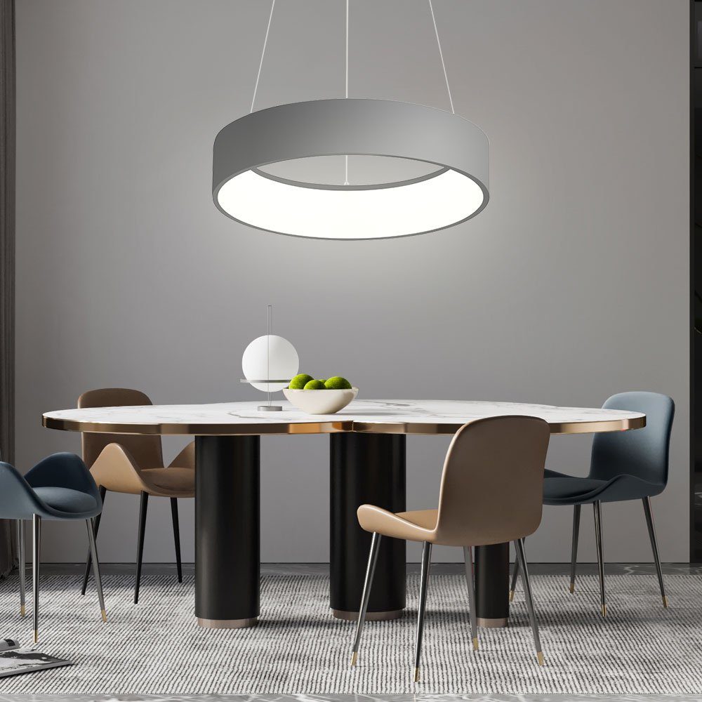 WOFI LED-Hängeleuchte, LED-Leuchtmittel fest verbaut, Warmweiß, Pendellampe grau Pendelleuchte dimmbar
