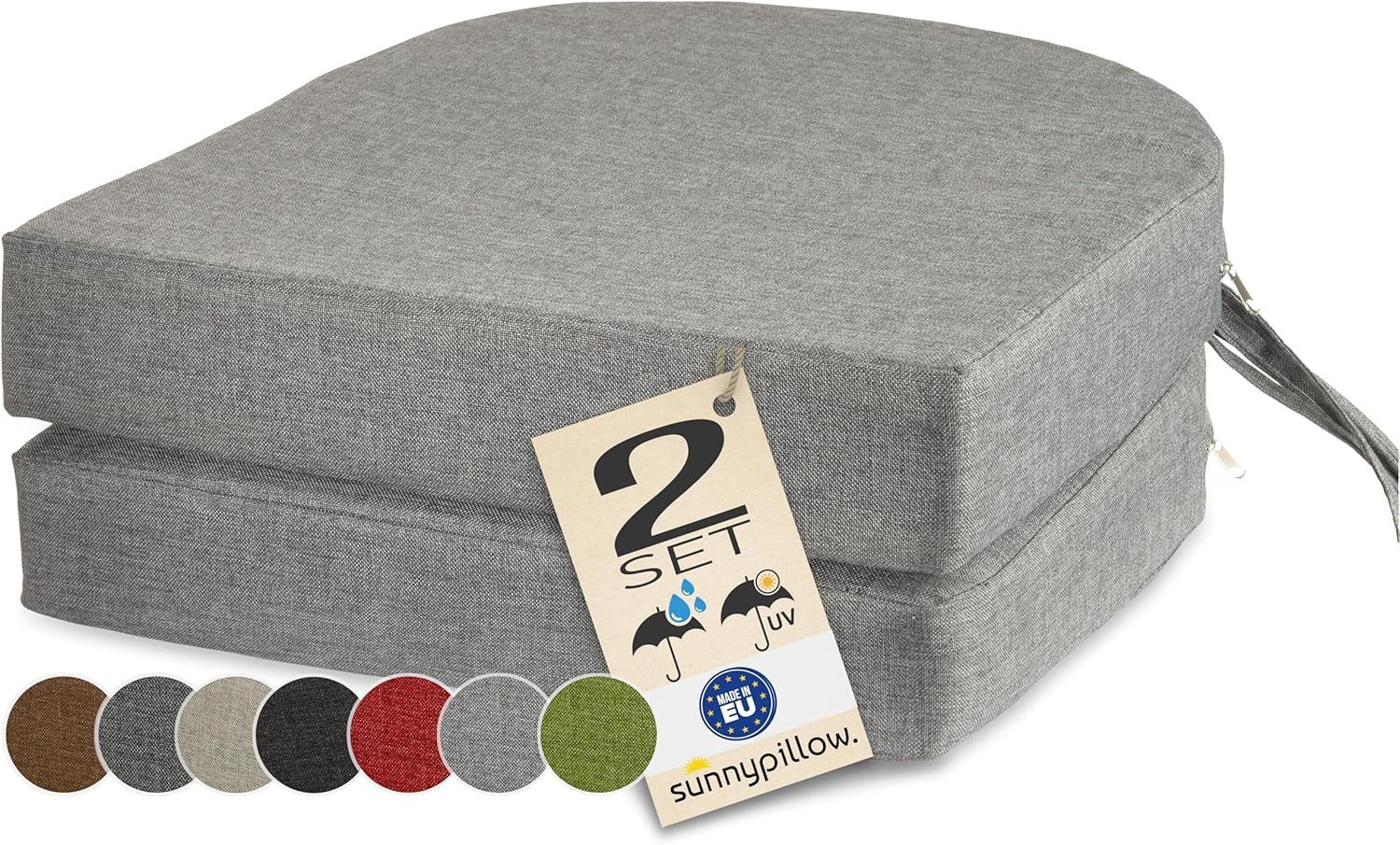 sunnypillow Stuhlkissen 2er Set Stuhlkissen 40 x 40 cm, zylindrische Form, "HAVANA", Grau