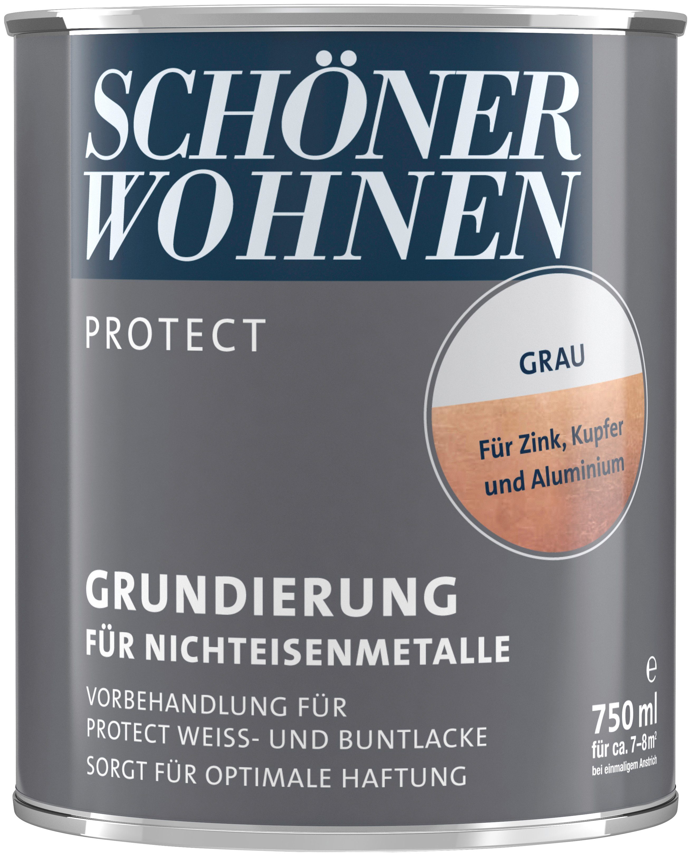 grau, WOHNEN SCHÖNER 750 Protect, Nichteisenmetalle ml, Grundierfarbe FARBE Grundierung für