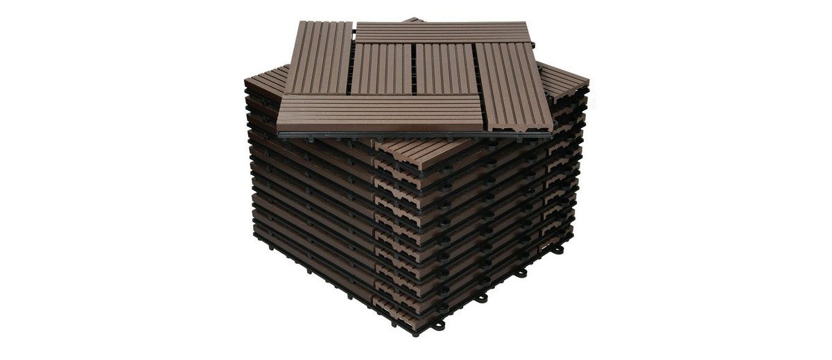 ECD Germany WPCFliesen »WPC, 30x30cm 44er Set für 4m² Dunkelbraun