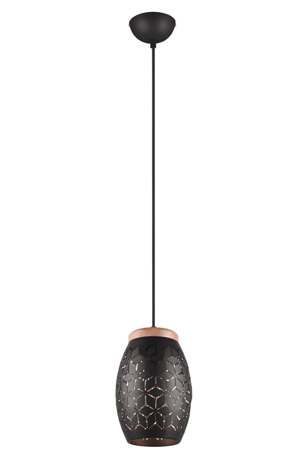 Reality Leuchten Pendelleuchte BIDAR, 1-flammig, Schwarz, Braun, Metall, ohne Leuchtmittel, H 150 cm