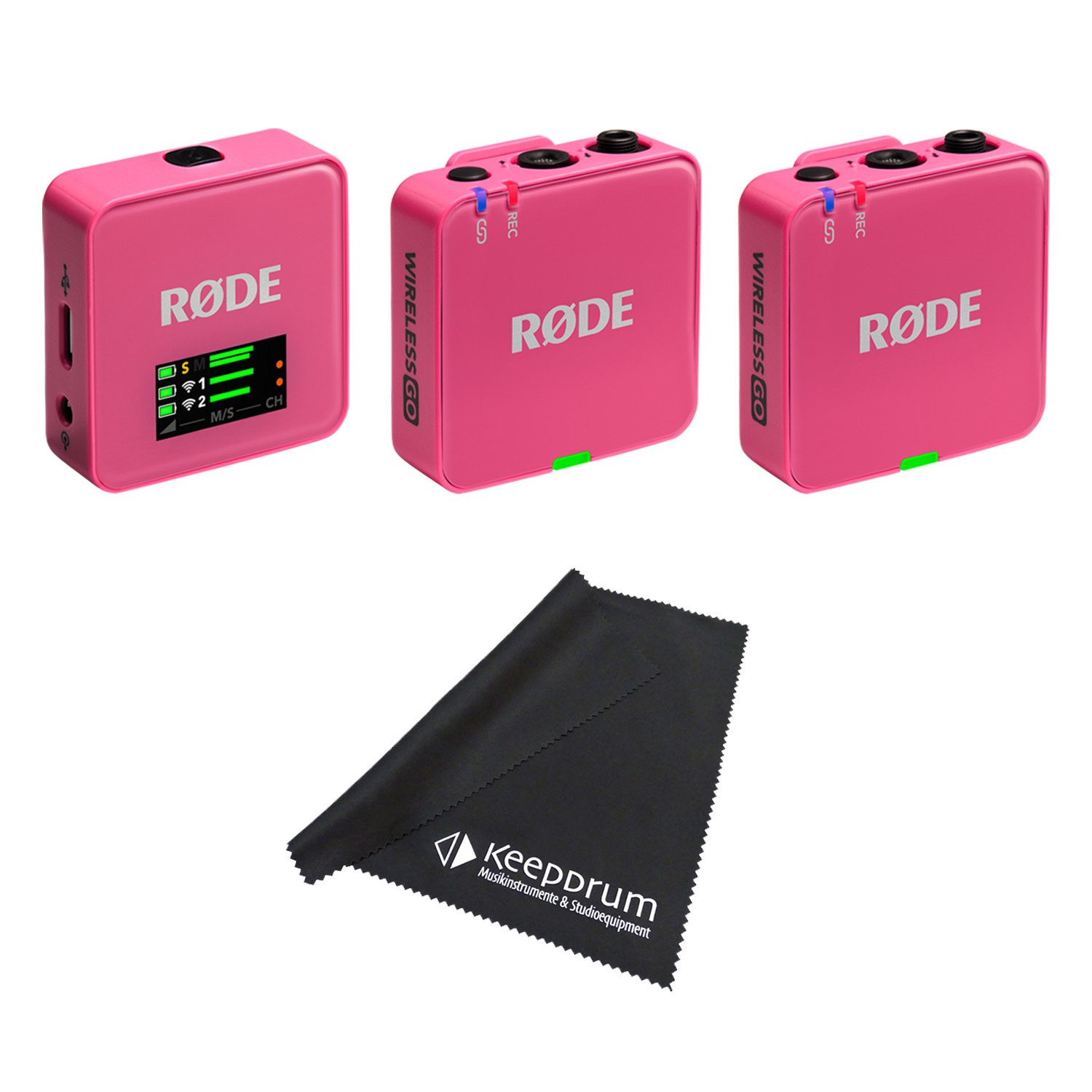 RØDE Rode Mikrofon-Funksystem Wireless GO Gen 3 Pink mit Tuch Digitales Aufnahmegerät (Vorteils-Set mit Mikrofasertuch)