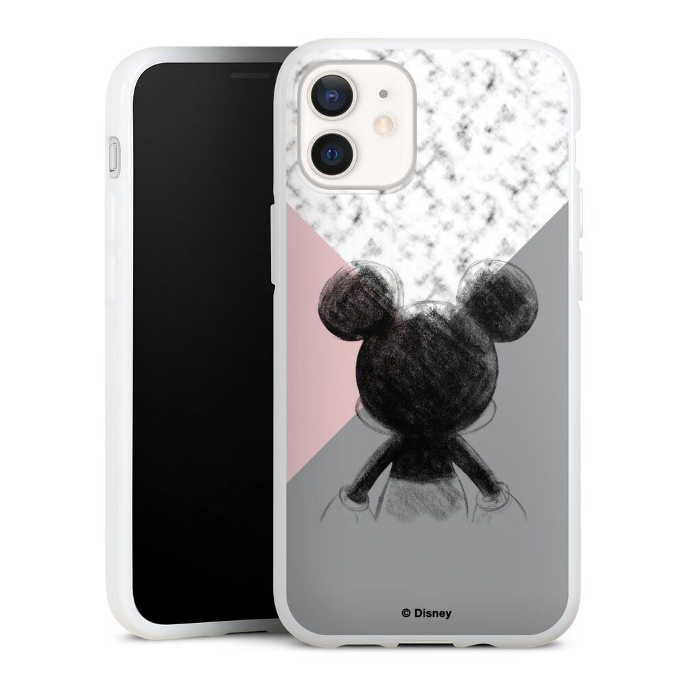 DeinDesign Handyhülle Disney Marmor Mickey Mouse Mickey Mouse Scribble,  Apple iPhone 12 mini Silikon Hülle Bumper Case Handy Schutzhülle