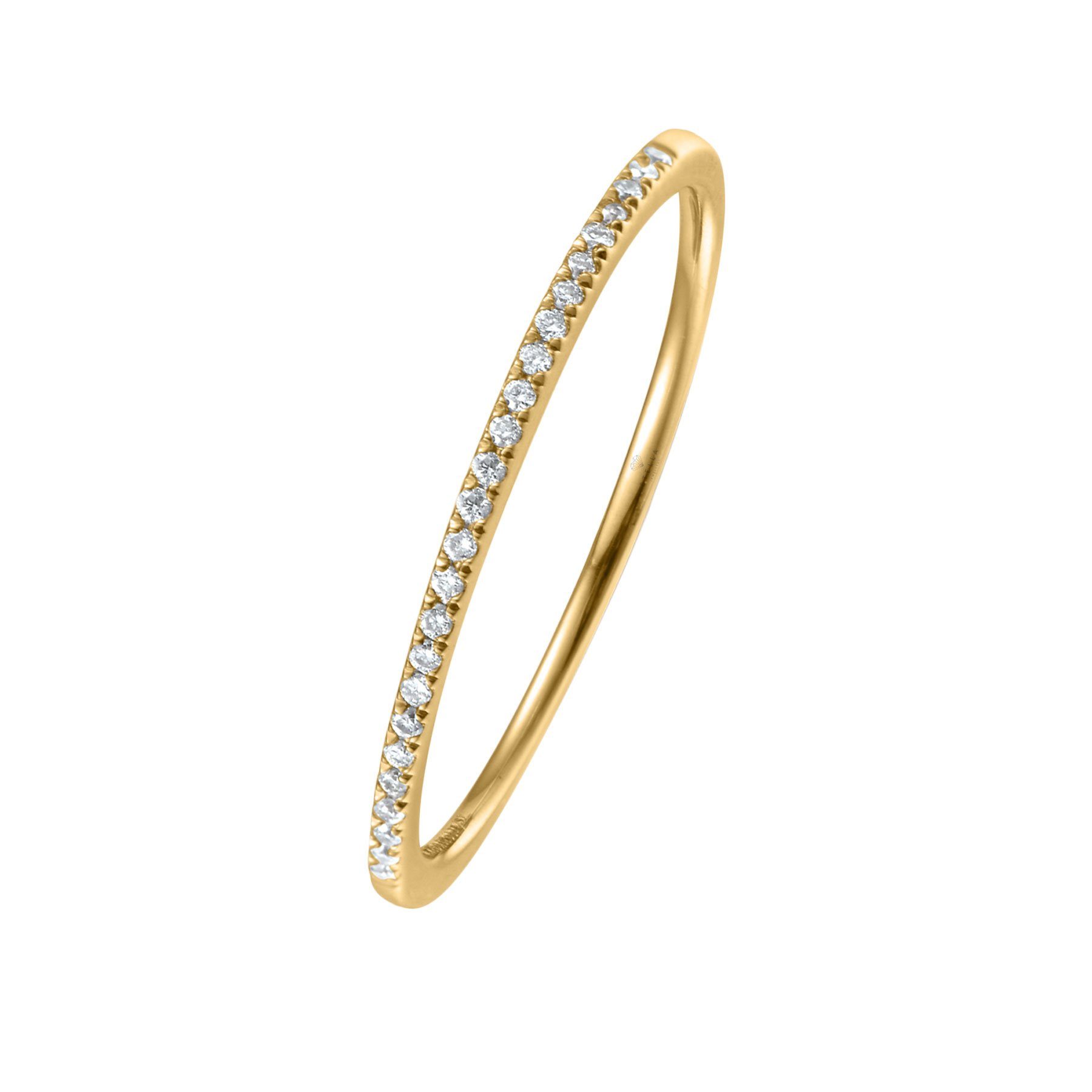 Stella-Jewellery Memoirering 750er Gelbgold Ring 34 x Diamanten ca. 0,08 ct (Memoryring, inkl. Etui), 11 x Diamanten
