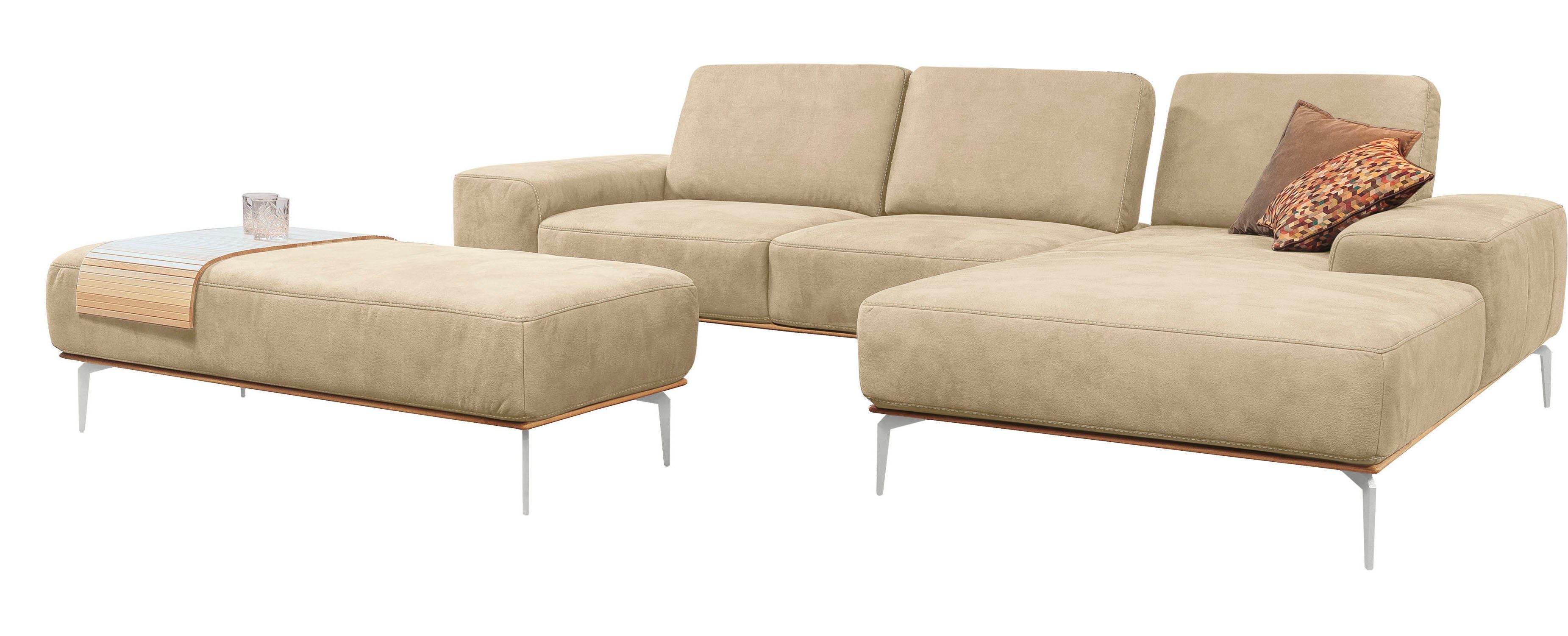 W.SCHILLIG Ecksofa in elegantem run, Breite cm Holzsockel, glänzend, Füße Chrom 319 mit