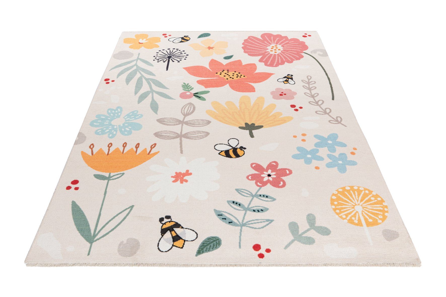 Obsession Kinderteppich My Greta 623, rechteckig, Höhe: 6 mm, bedruckt, Blumen Motiv, waschbar, mit Fransen, Kinderzimmer