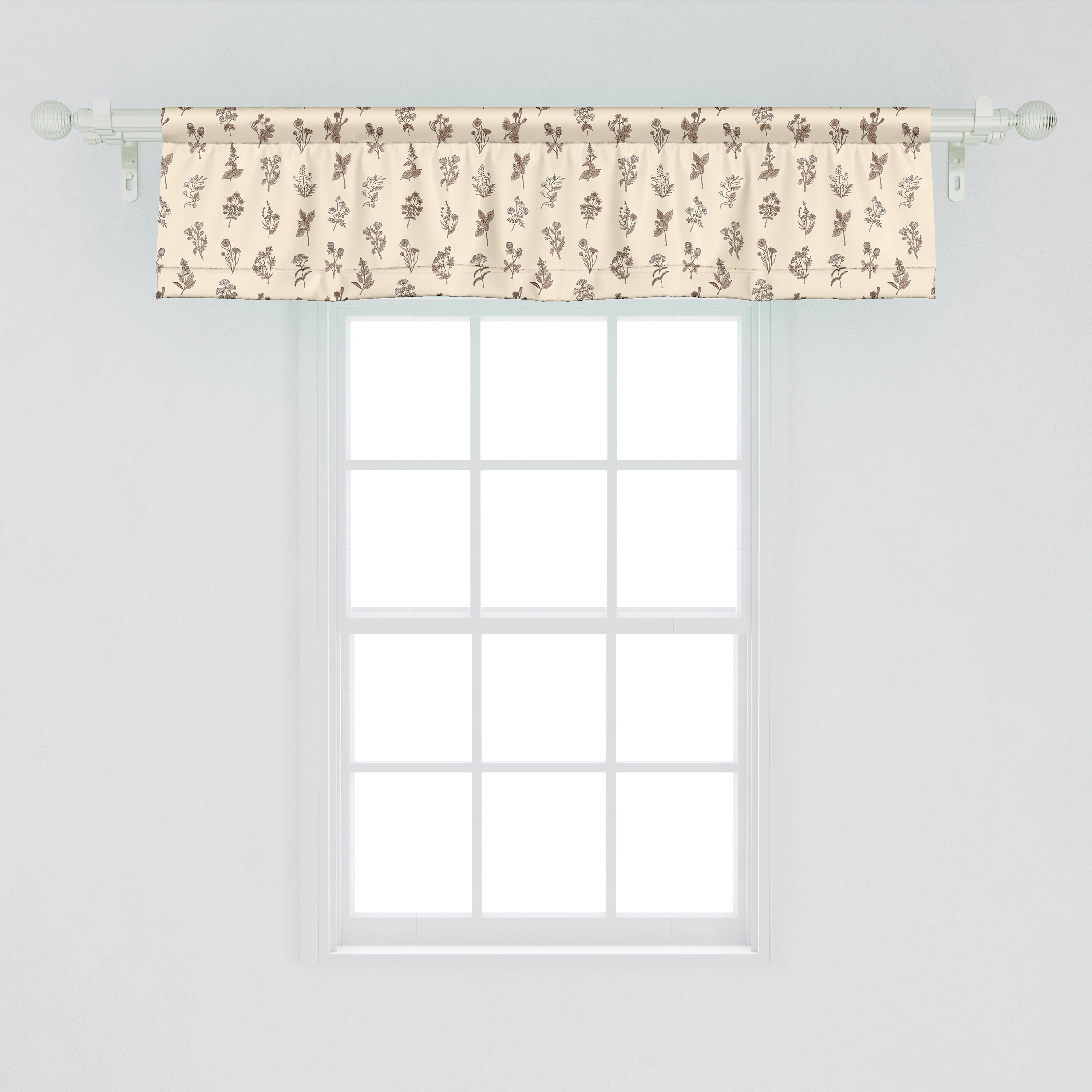 Scheibengardine Vorhang Volant für Plants mit Stangentasche, Botanisch Küche Dekor Schlafzimmer Herbs Abakuhaus, Microfaser, Pastelltöne