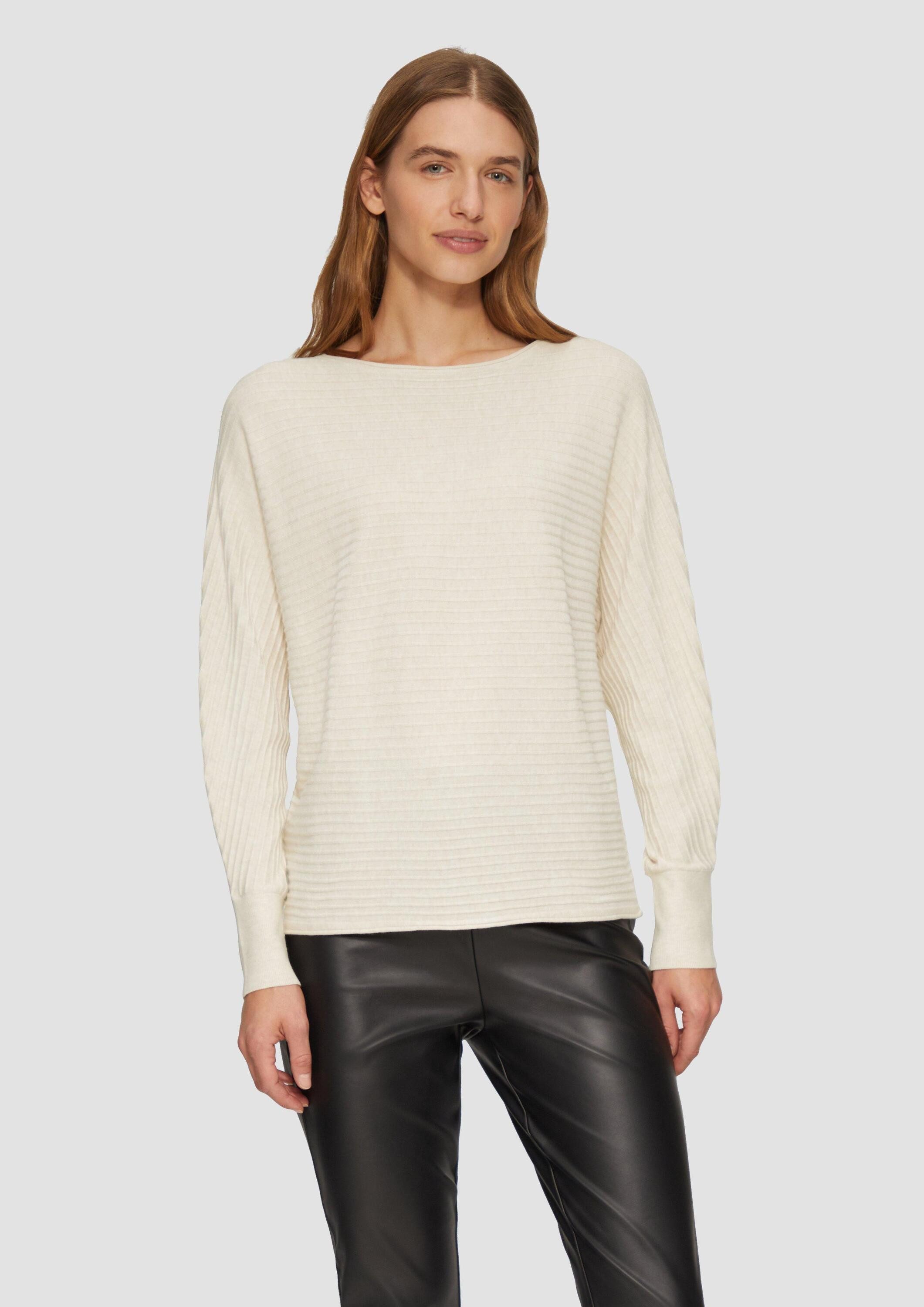 s.Oliver Longpullover Strickpullover Strukturierter Strickpullover mit Fled günstig online kaufen