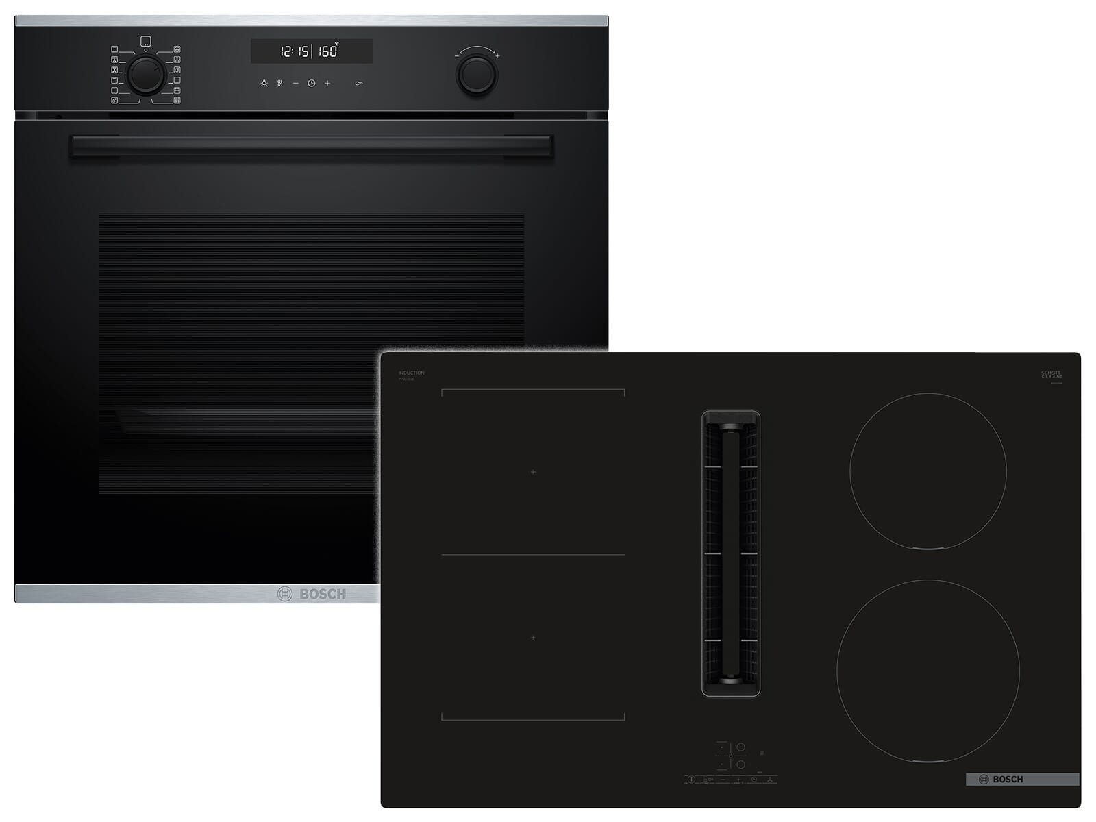 BOSCH Backofen-Set, mit Teleskopauszug nachrüstbar, Pyrolyse-Selbstreinigung, Timer, TouchControl-Bedienung