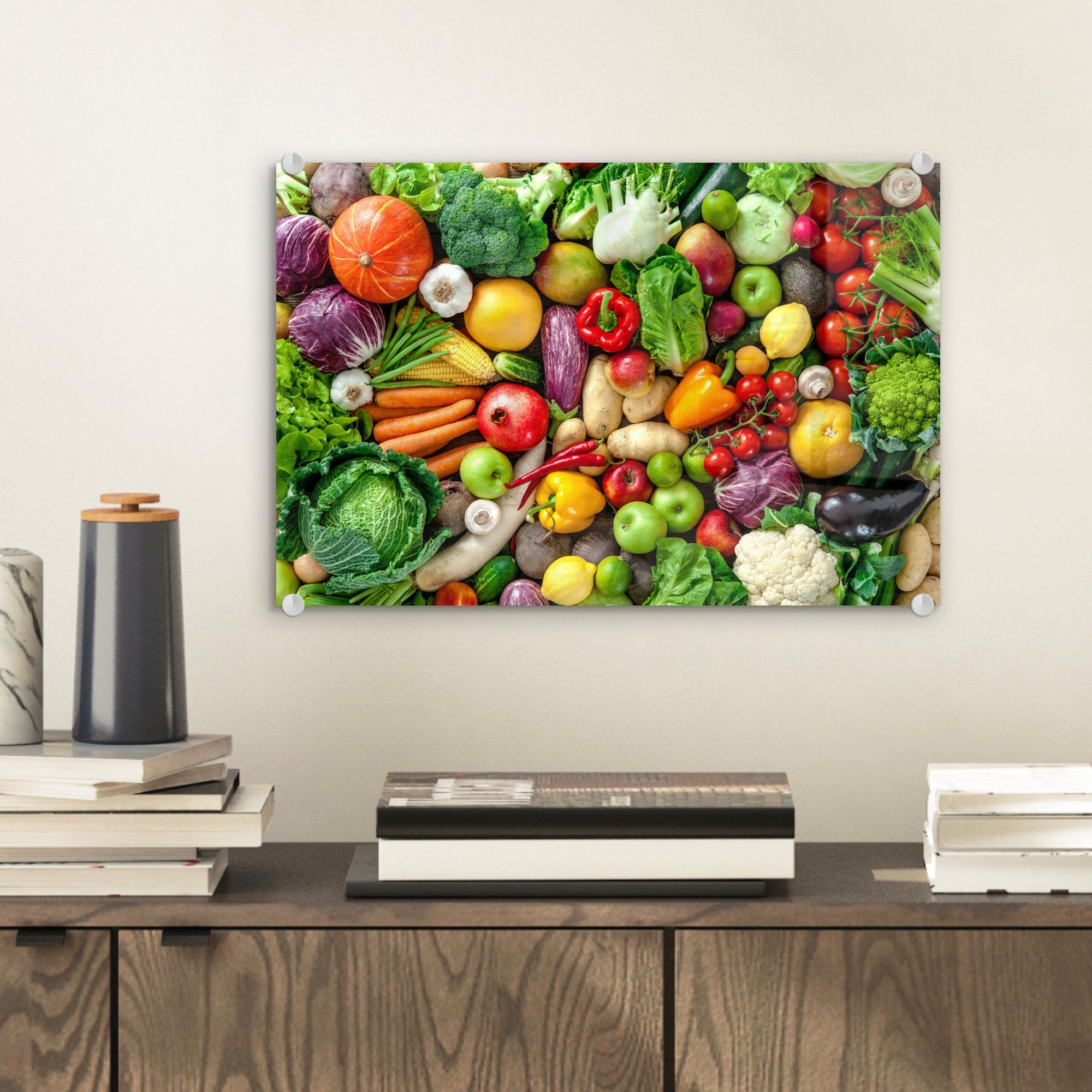 Bilder Wandbild Glas Glas - - auf Apfel, Acrylglasbild - MuchoWow - Glasbilder Gemüse St), (1 Foto auf - Wanddekoration Obst