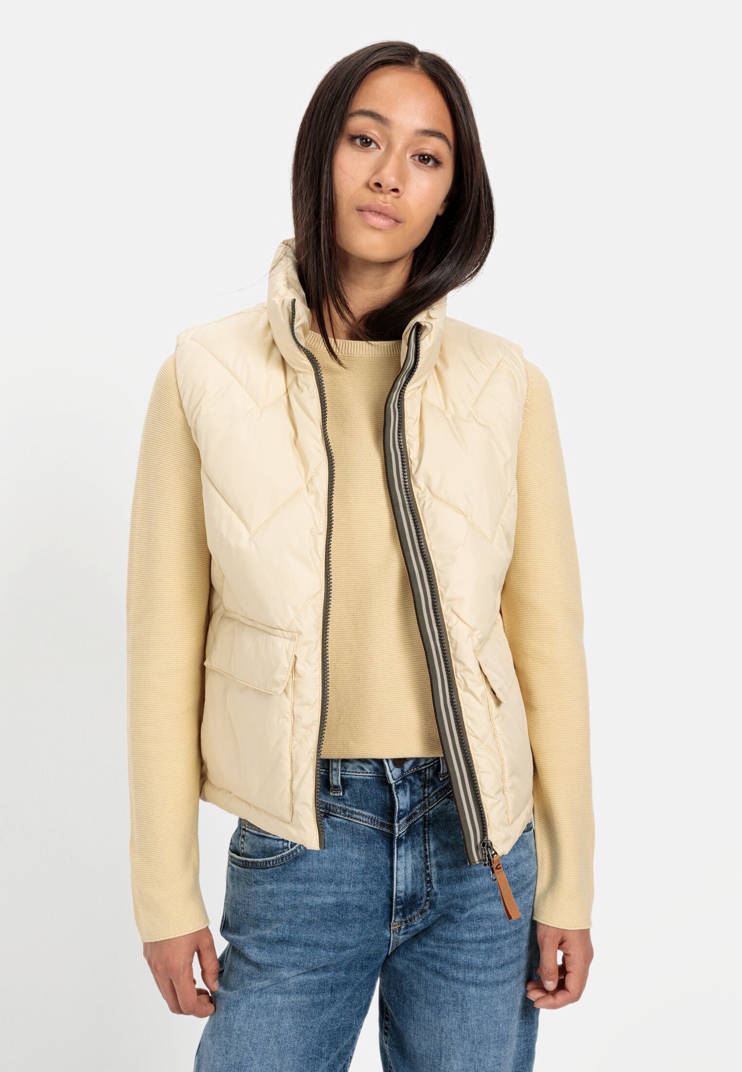 camel active Steppweste aus recyceltem Polyester ärmellos Stehkragen mit St günstig online kaufen