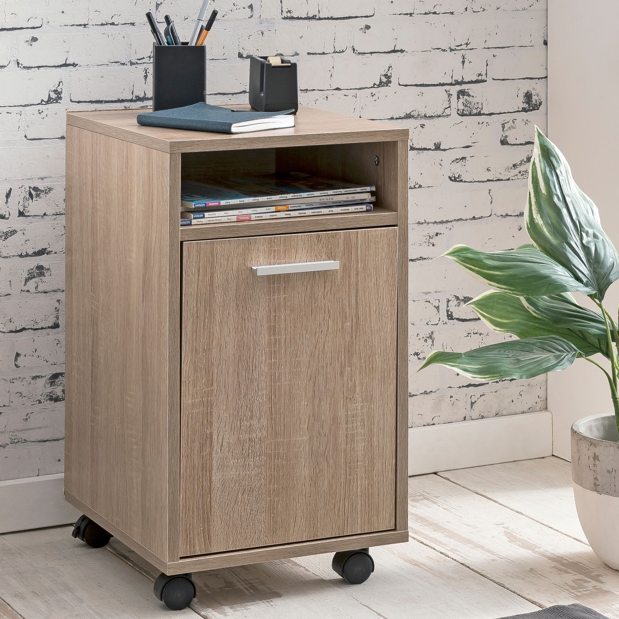 FINEBUY Rollcontainer SuVa16398_1, (Bürocontainer Sonoma 33x60x38, günstig online kaufen