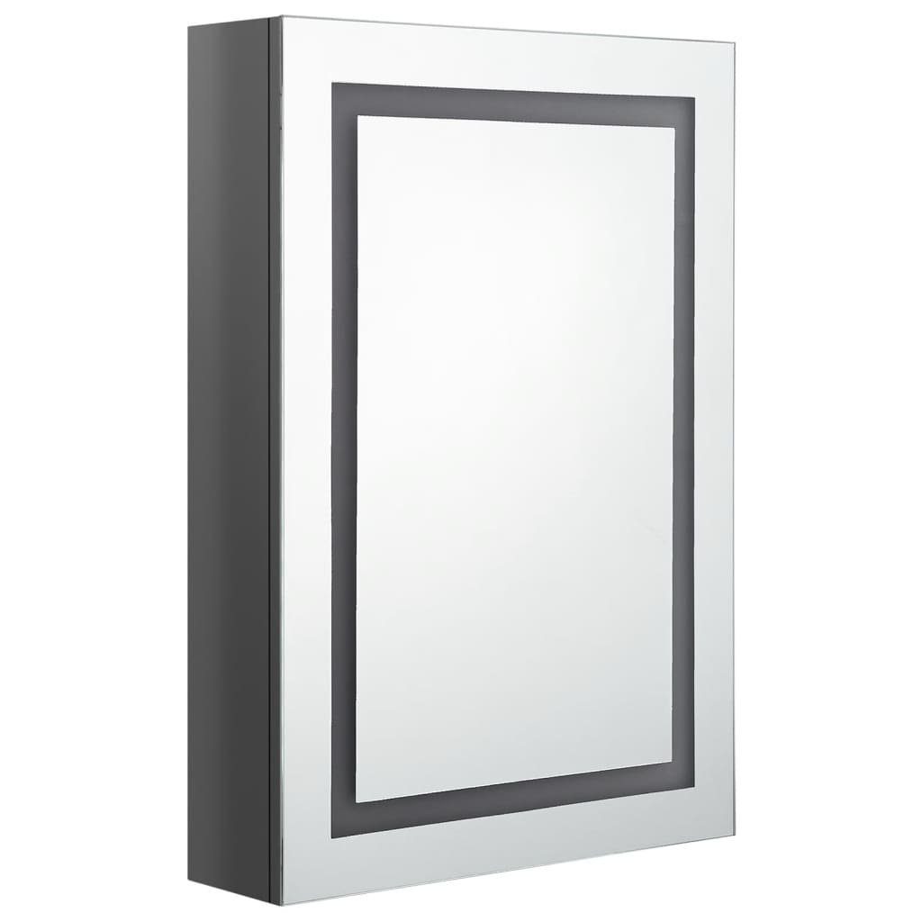 Bad vidaXL cm 50x13x70 LED-Spiegelschrank Grau fürs Glänzend Badezimmerspiegelschrank Hochglanz-Grau (1-St)
