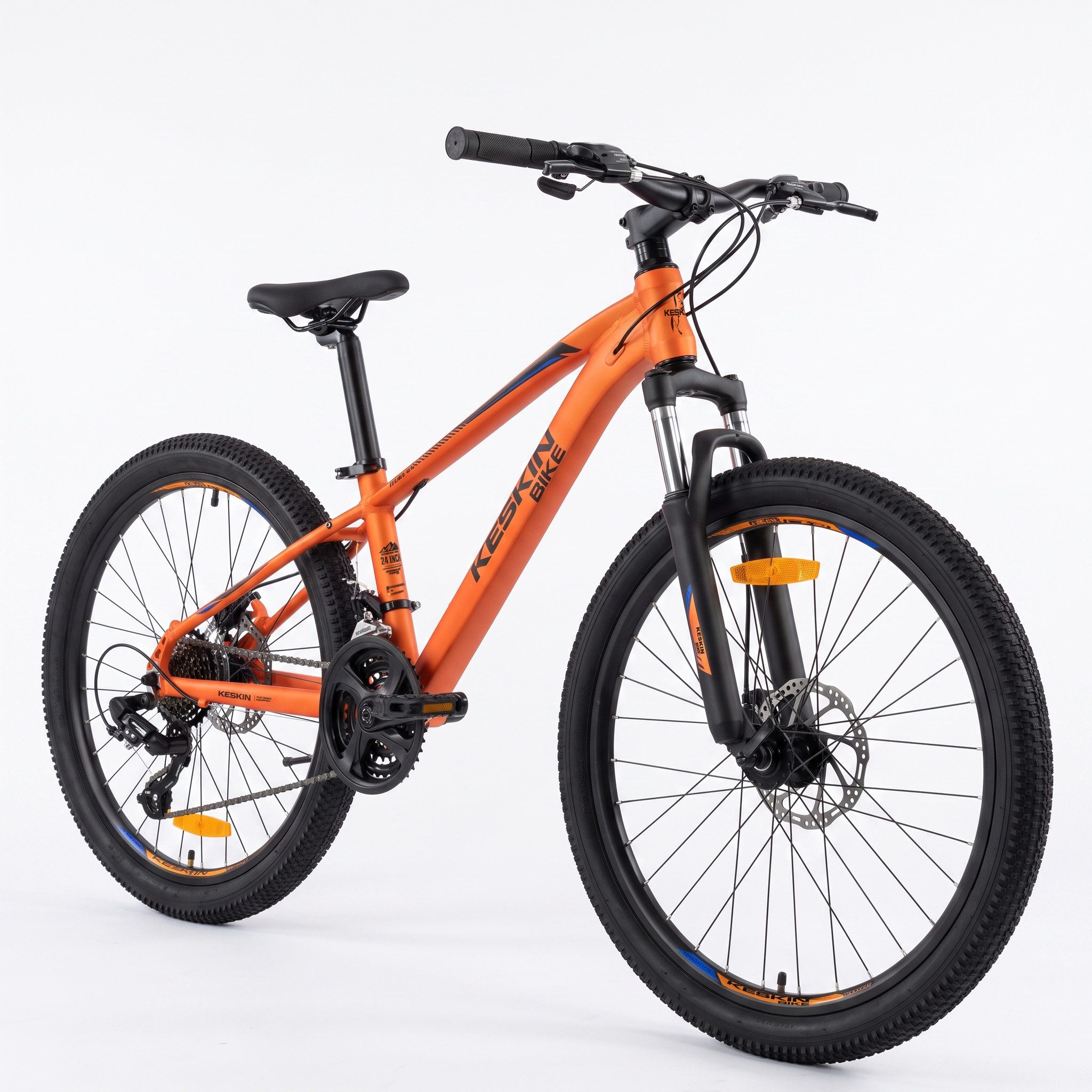 Keskin eBike Mountainbike Keskin MTB1 – 24 Zoll Mountainbike – leichter Aluminium-Rahmen, 21 Gang Shimano RD-TY300/EF500 Schaltwerk, Kettenschaltung, (Aluminiumrahmen, mechanischen Scheibenbremsen), mit 24"x 2,35" Luftreifen ideal für Gelände und Alltag