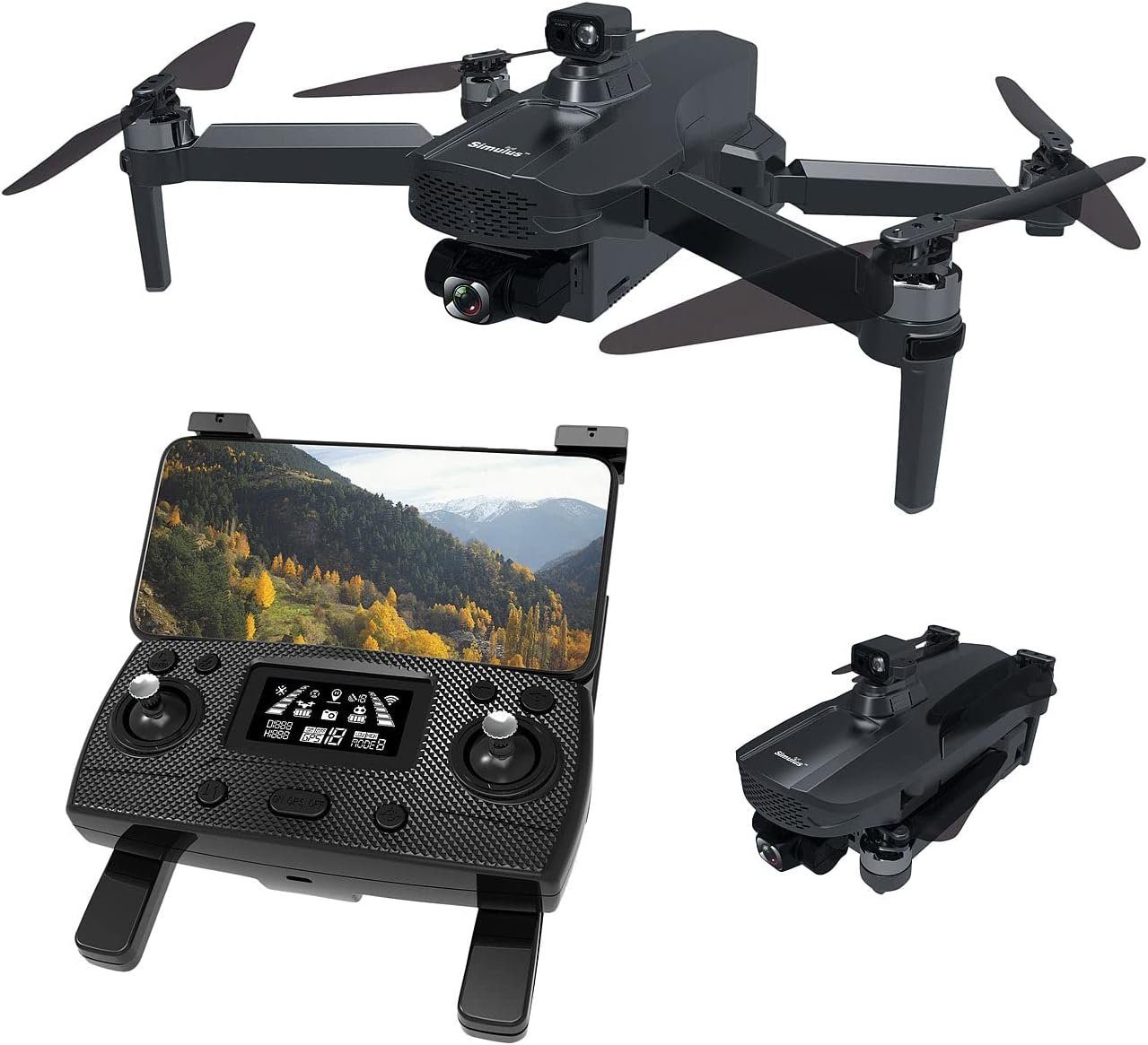 Faltbare Drone 4K-Cam Simulus (3840 Brushless-Motor) Drohne pixels, GPS-Drohne, x 2160 -Abstandssensor,