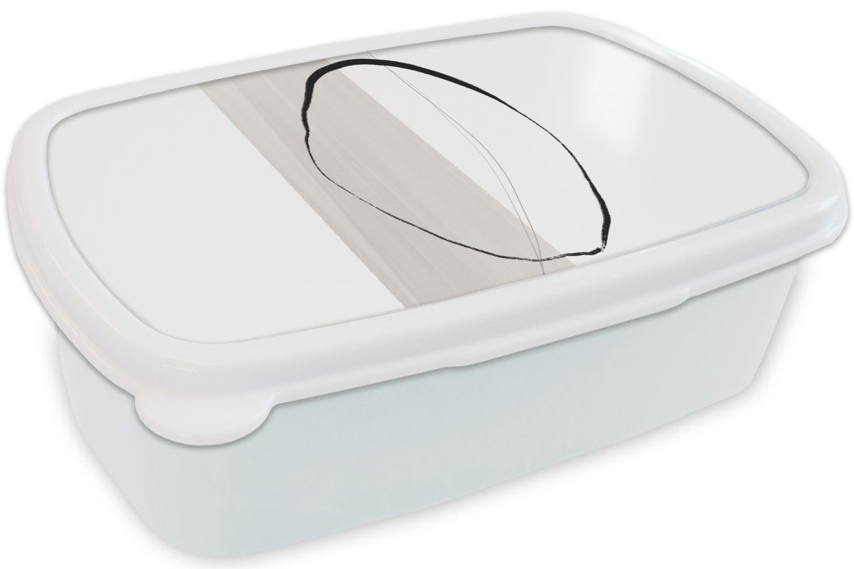 MuchoWow für Brotbox Brotdose, weiß Pastell und Lunchbox und - für (2-tlg), Design, Erwachsene, Kinder Abstrakt Jungs - Mädchen Kunststoff,