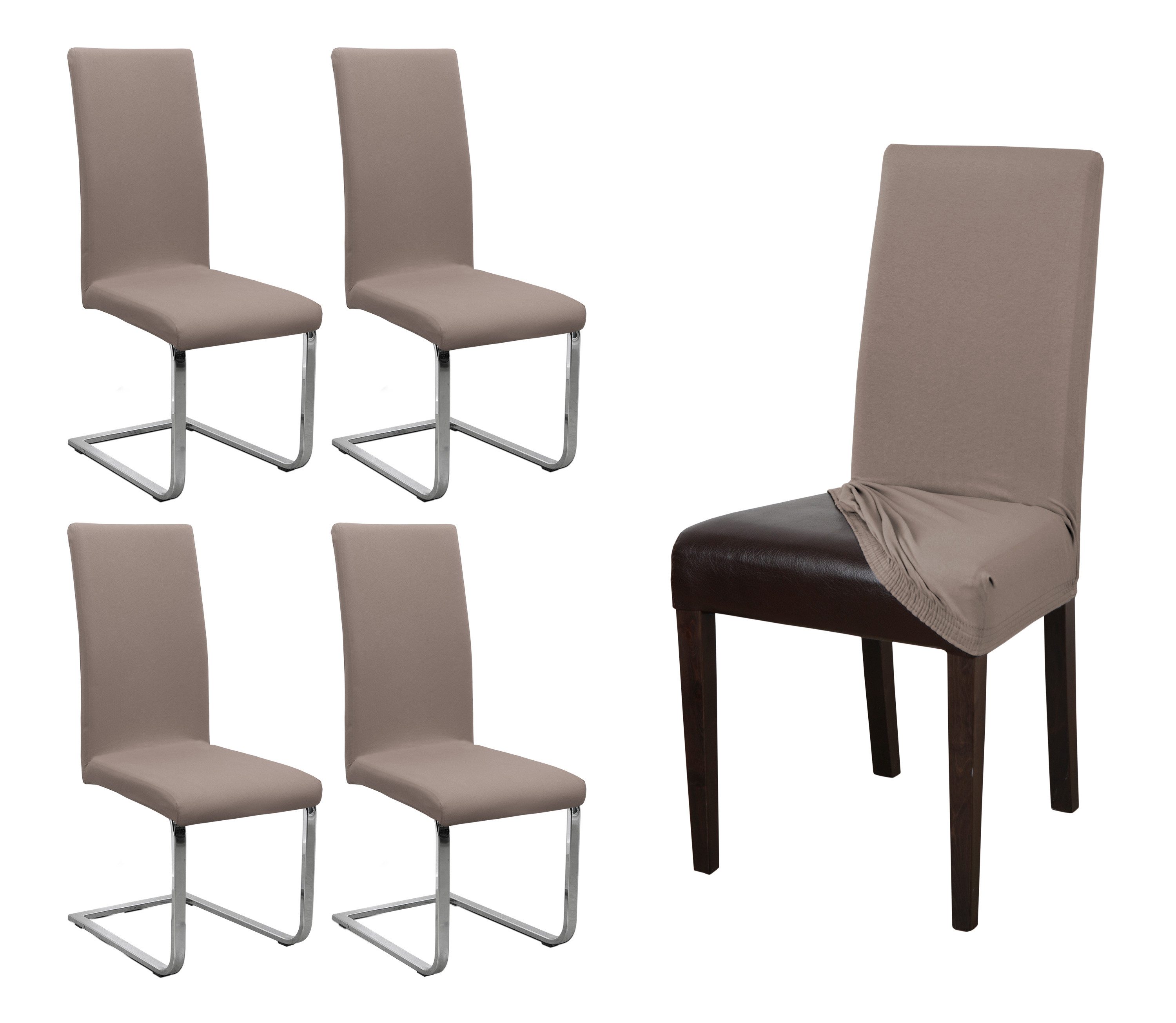 Beautex Stuhlhusse Jersey Baumwolle elastisch für Stühle und Schwingstühle 2er Set