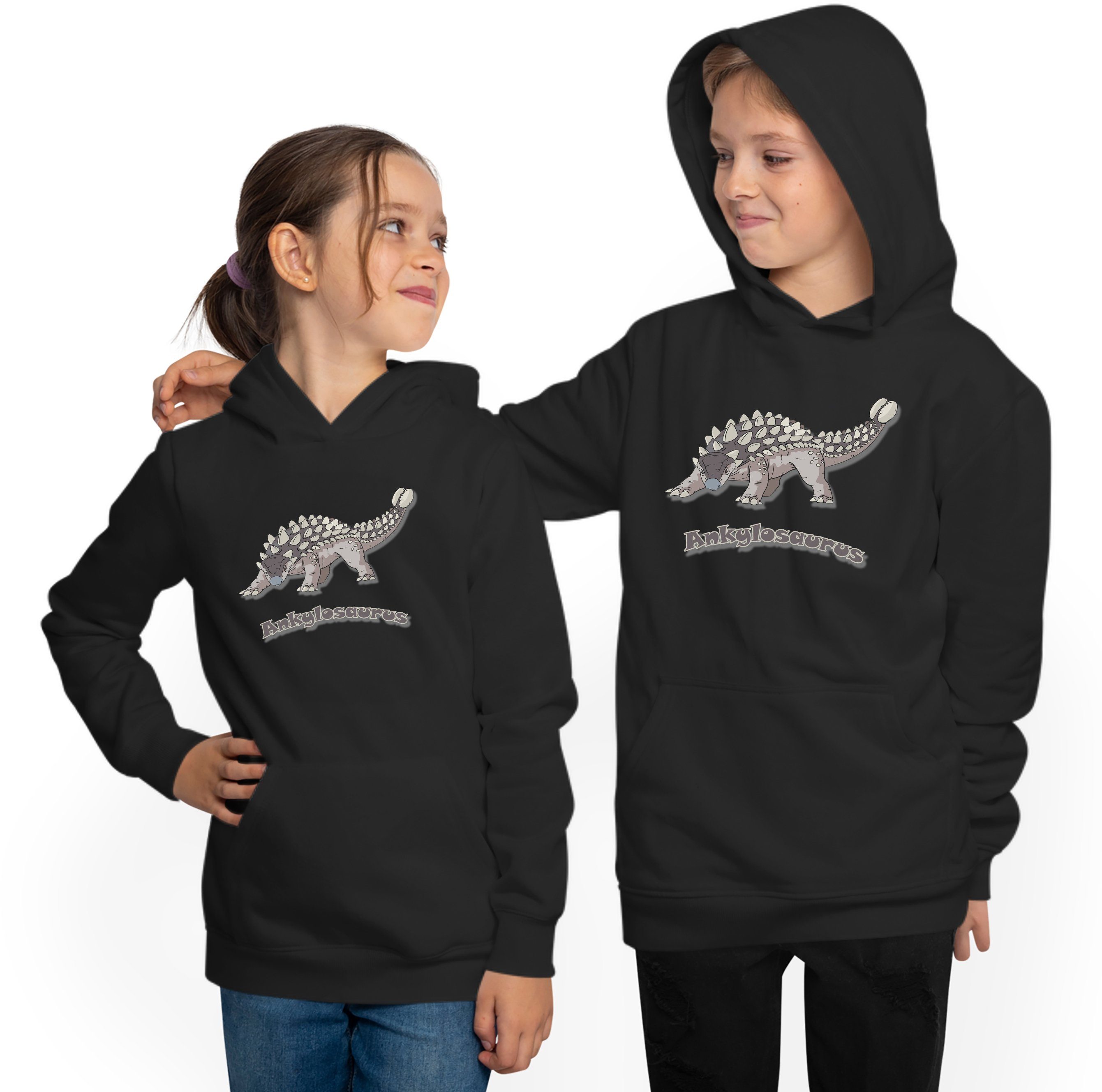 MyDesign24 Hoodie Mit Aufdruck, Kapuzensweater Ankylosaurus mit Kinder - Sweatshirt Kapuzen i63