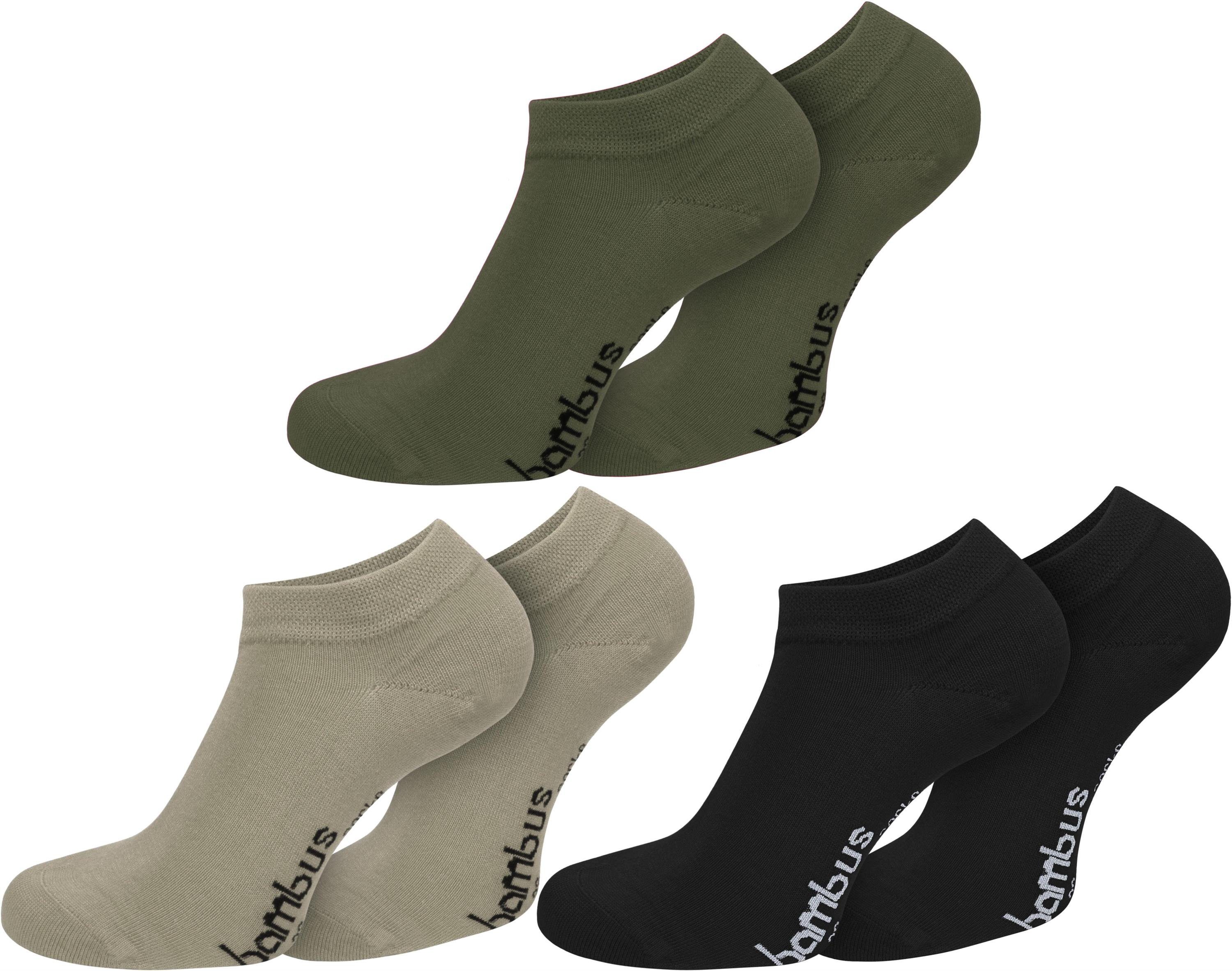 6 normani (6er-Set, Oliv/Khaki/Schwarz Paar) Paar Viskose Sneakers Sneakersocken seidenweich 6 durch Bambus-Gesundheitssocken