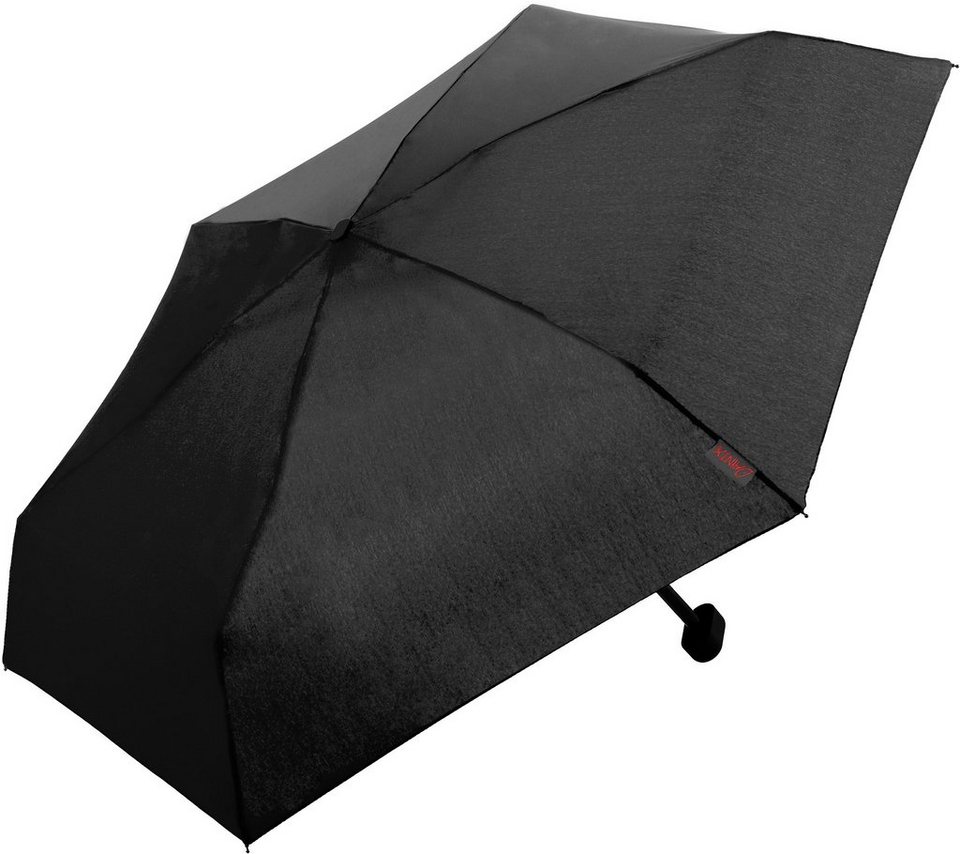 EuroSCHIRM® Taschenregenschirm Dainty, schwarz, extra flach und kurz,  Länge: ca. 49 (geöffnet), ca. 15,5 cm (geschlossen)