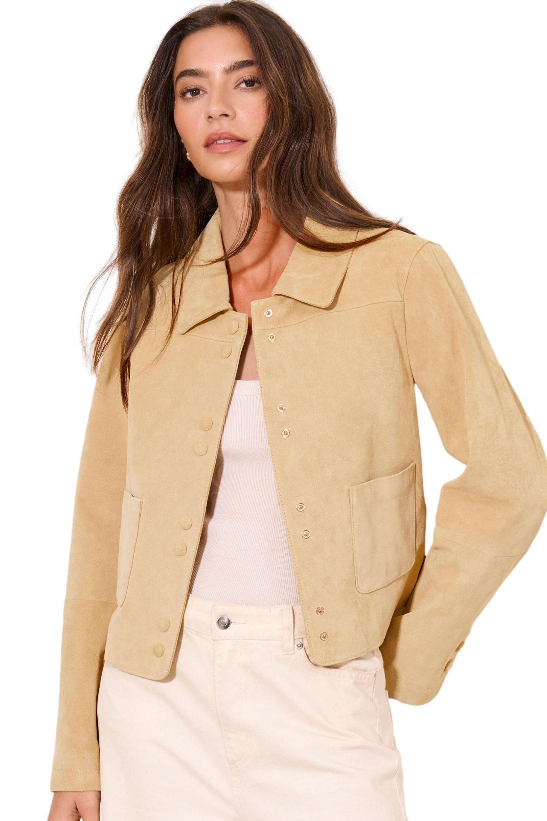 LIPSY Lederjacke Lipsy Jacke mit Kragen und Doppeldruckknopf (1-St)