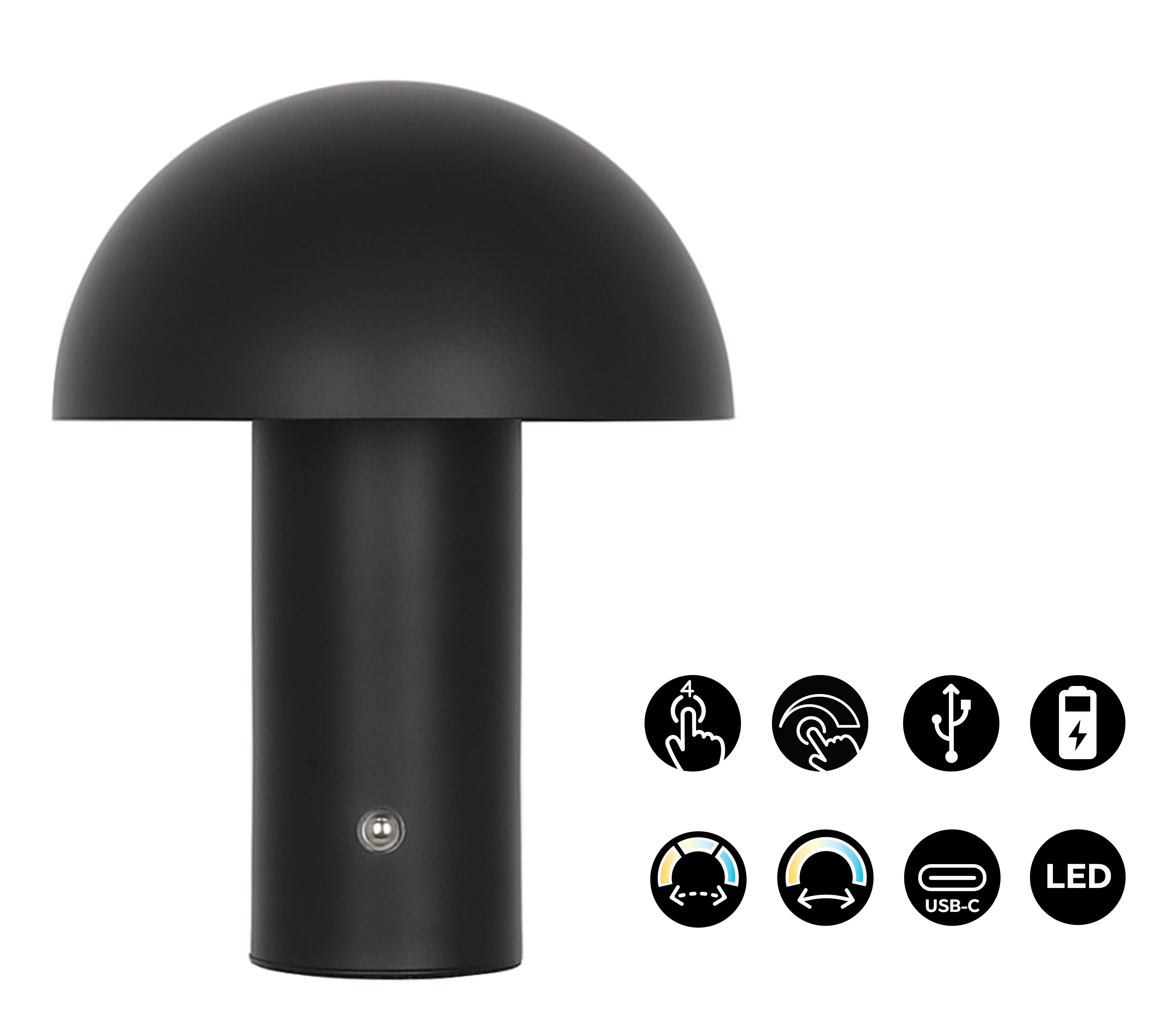 s.Oliver LED Tischleuchte Hillu, mehrere Helligkeitsstufen, LED fest integriert, warmweiß - kaltweiß, stufenlos dimmbar Typ-C-Ladekabel im Lieferumfang enthalten