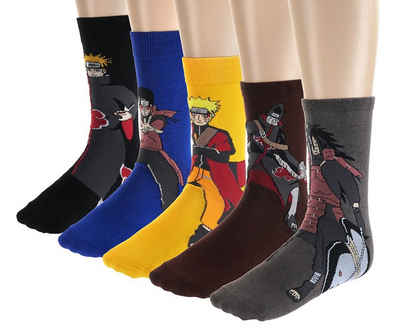 GalaxyCat Strümpfe Socken Set für Naruto Fans, 5 Paar, Größe 40 - 45, Varianten: Shino (10-Paar) 5-er Socken Set mit Shinobi aus Shippuden