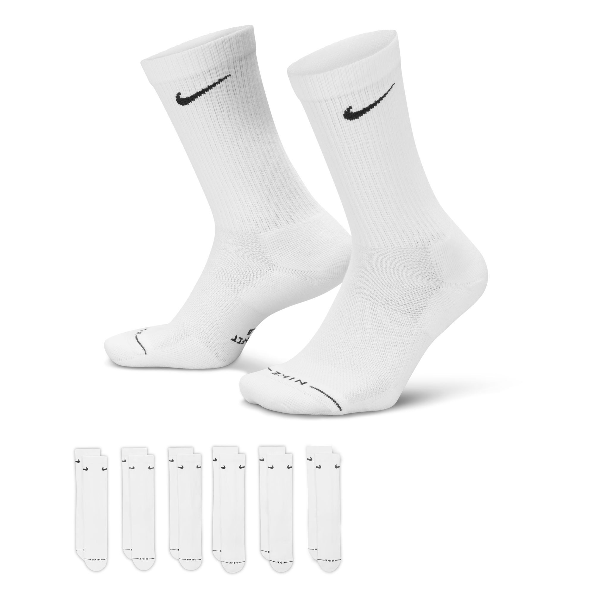 Nike Sportsocken U NK ED ELVD CRW 6P - 144 für sportliche Aktivitäten, für verschiedene Sportarten