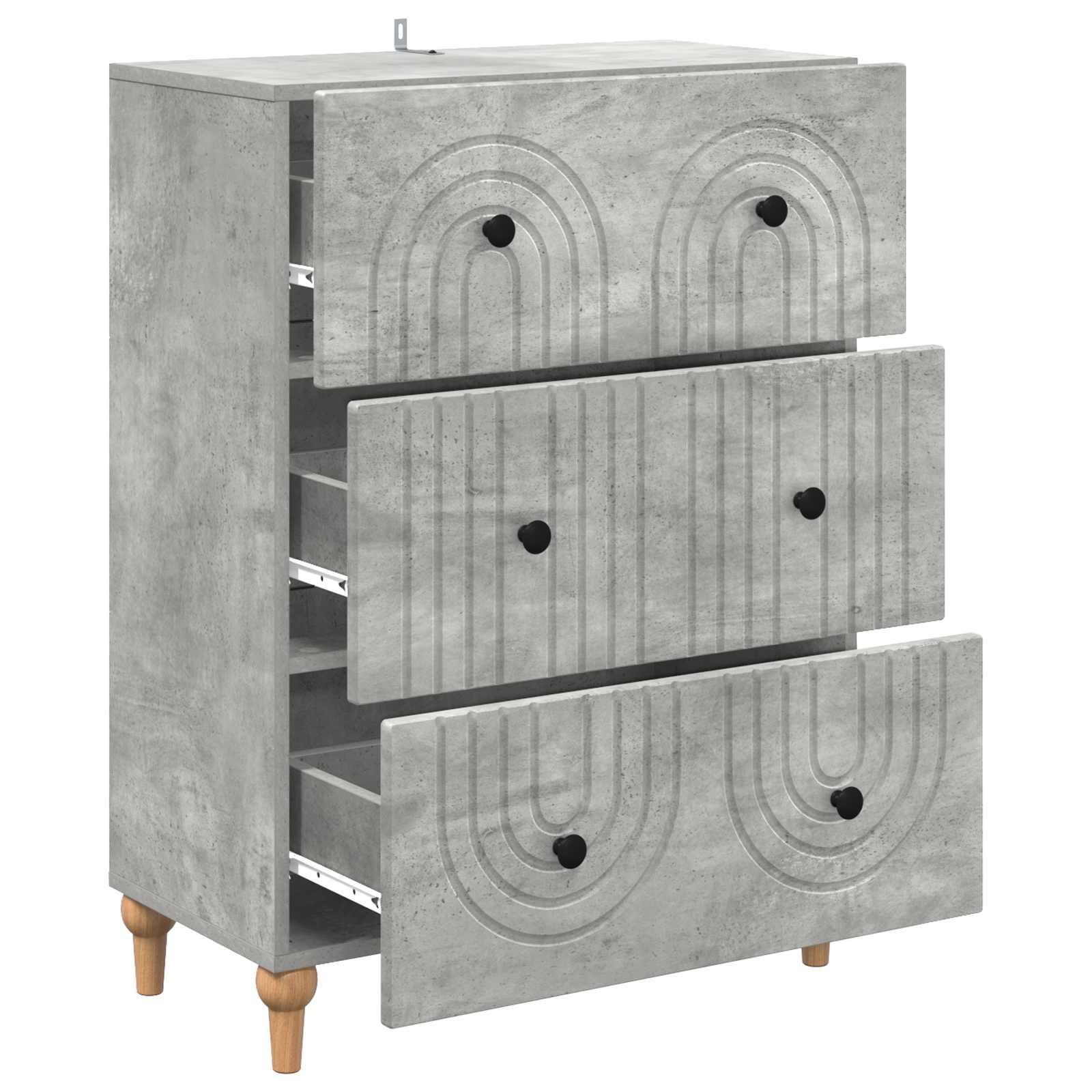vidaXL Kommode 66 x 34,5 x 90 cm Kommode Schubladenschrank Sideboard Betongrau 66x34