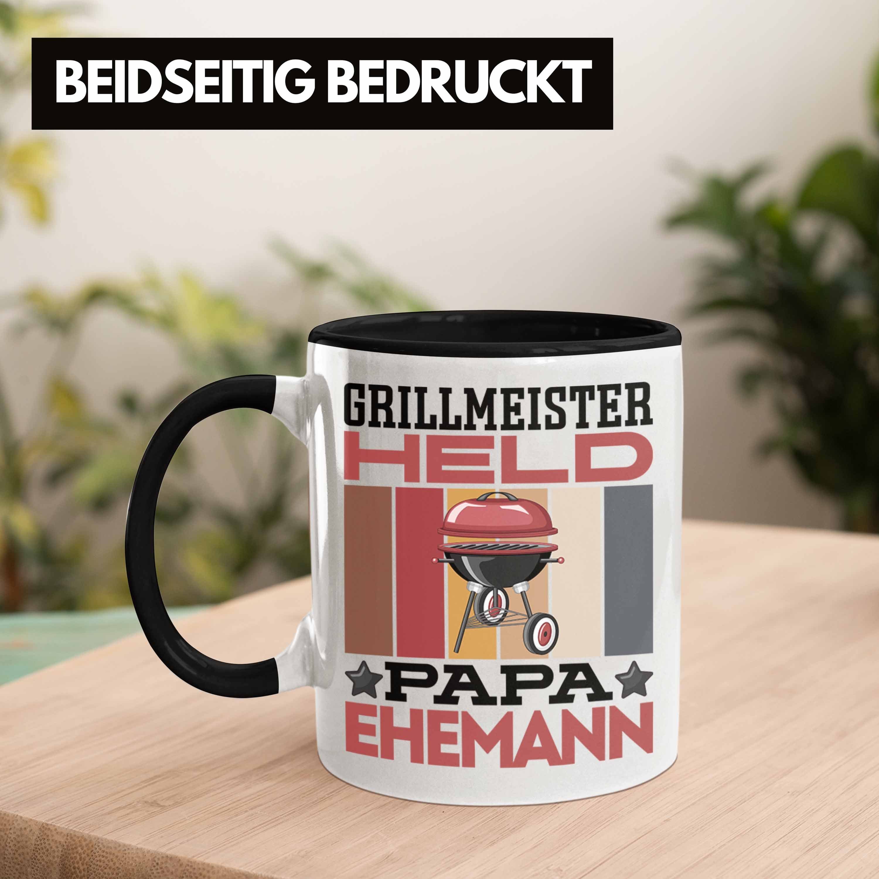 Trendation Tasse Papa Tasse Geschenk Ehemann" Geschenkidee "Grillmeister Papa Vate Held Schwarz