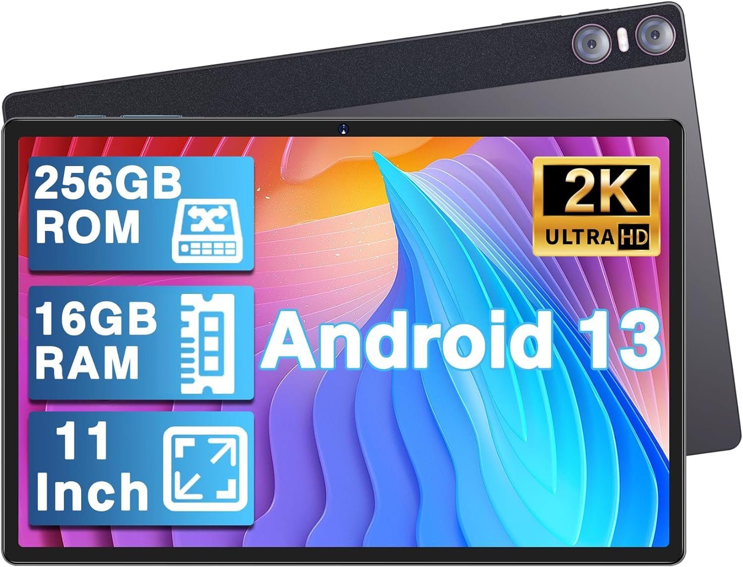 YESTEL Leichtes Metallgehäuse Tablet (11", 256 GB, Android 13, 2,4G+5G, Tablet 2K 2000 x 1200 IPS, 4 Lautsprecher, 3 Kameras,GPS, 18W Aufladen)